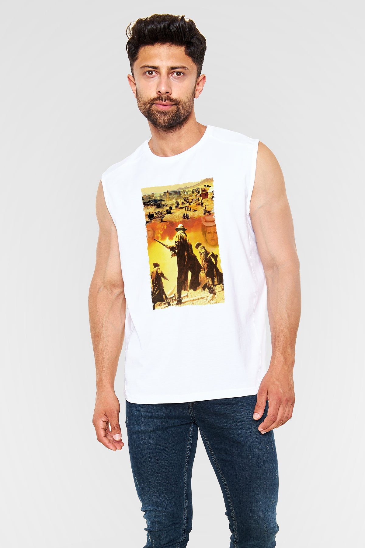 Bir Zamanlar Batıda (Once Upon a Time in the West) Baskılı Beyaz Kolsuz Tişört
