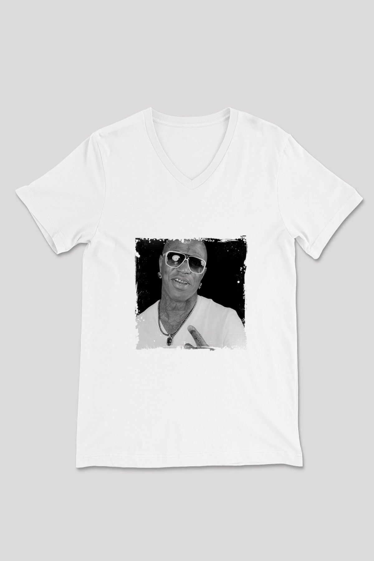 Birdman Baskılı Beyaz V Yaka Unisex Tişört
