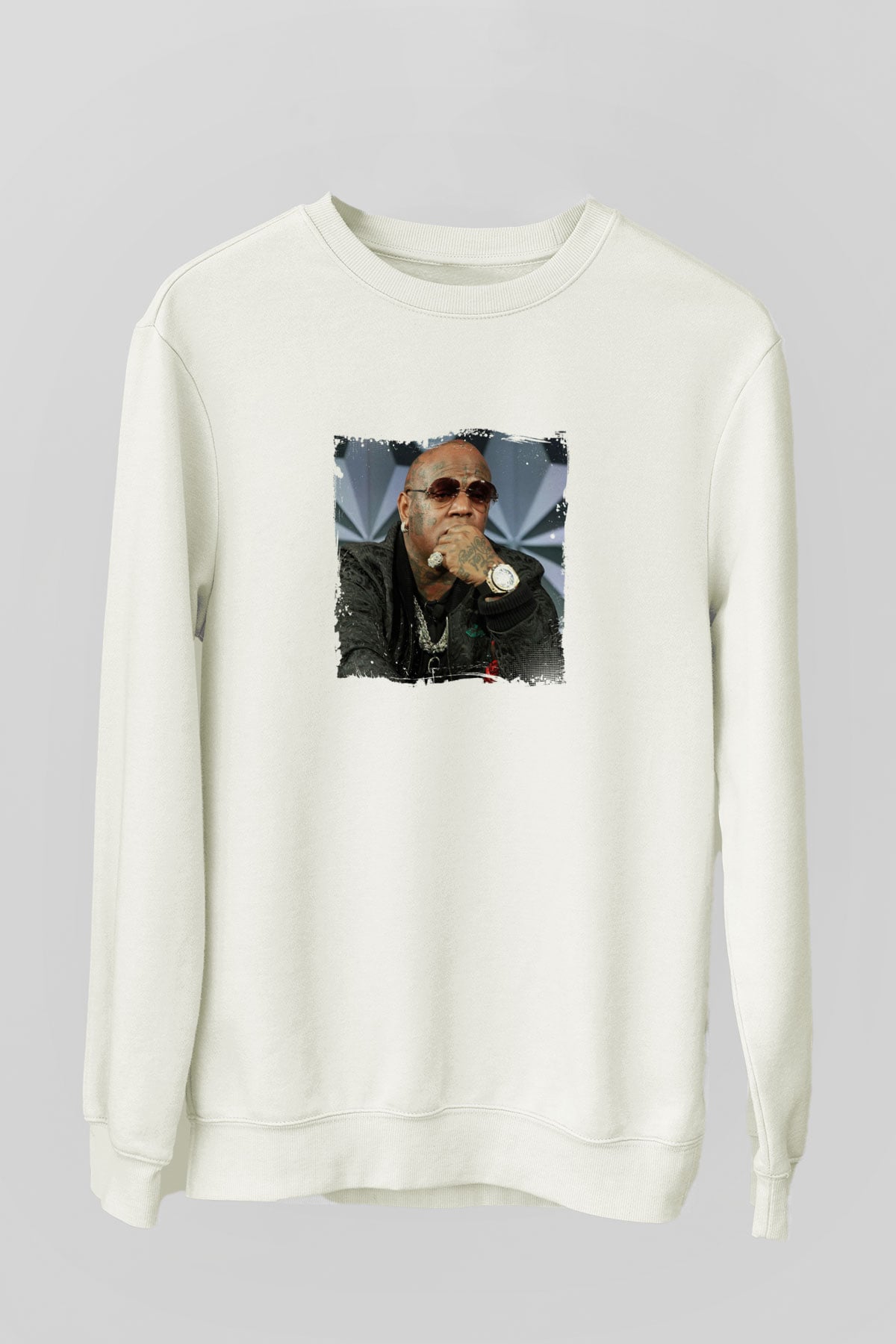 Birdman Baskılı Unisex Beyaz Sweatshirt