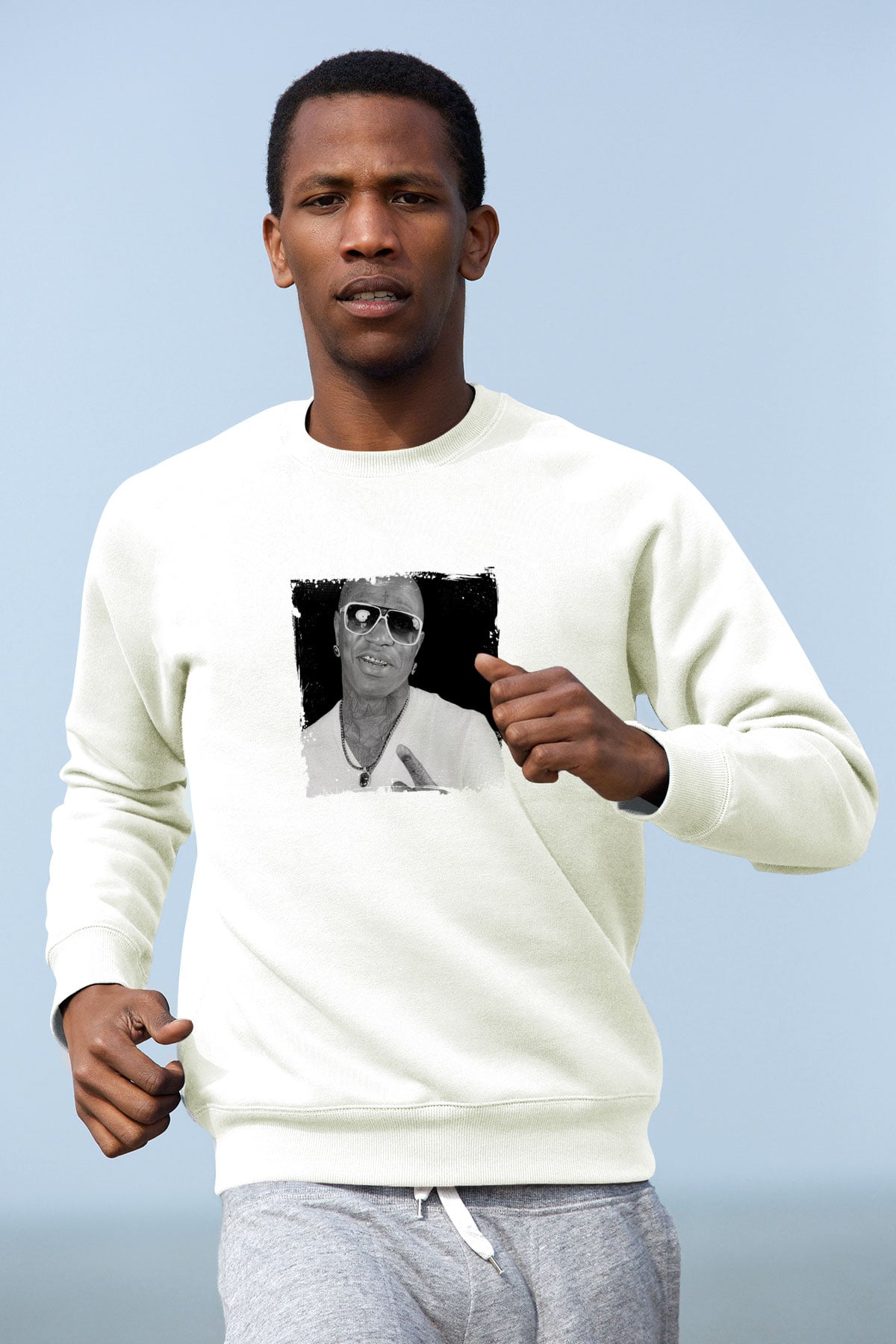 Birdman Baskılı Unisex Beyaz Sweatshirt