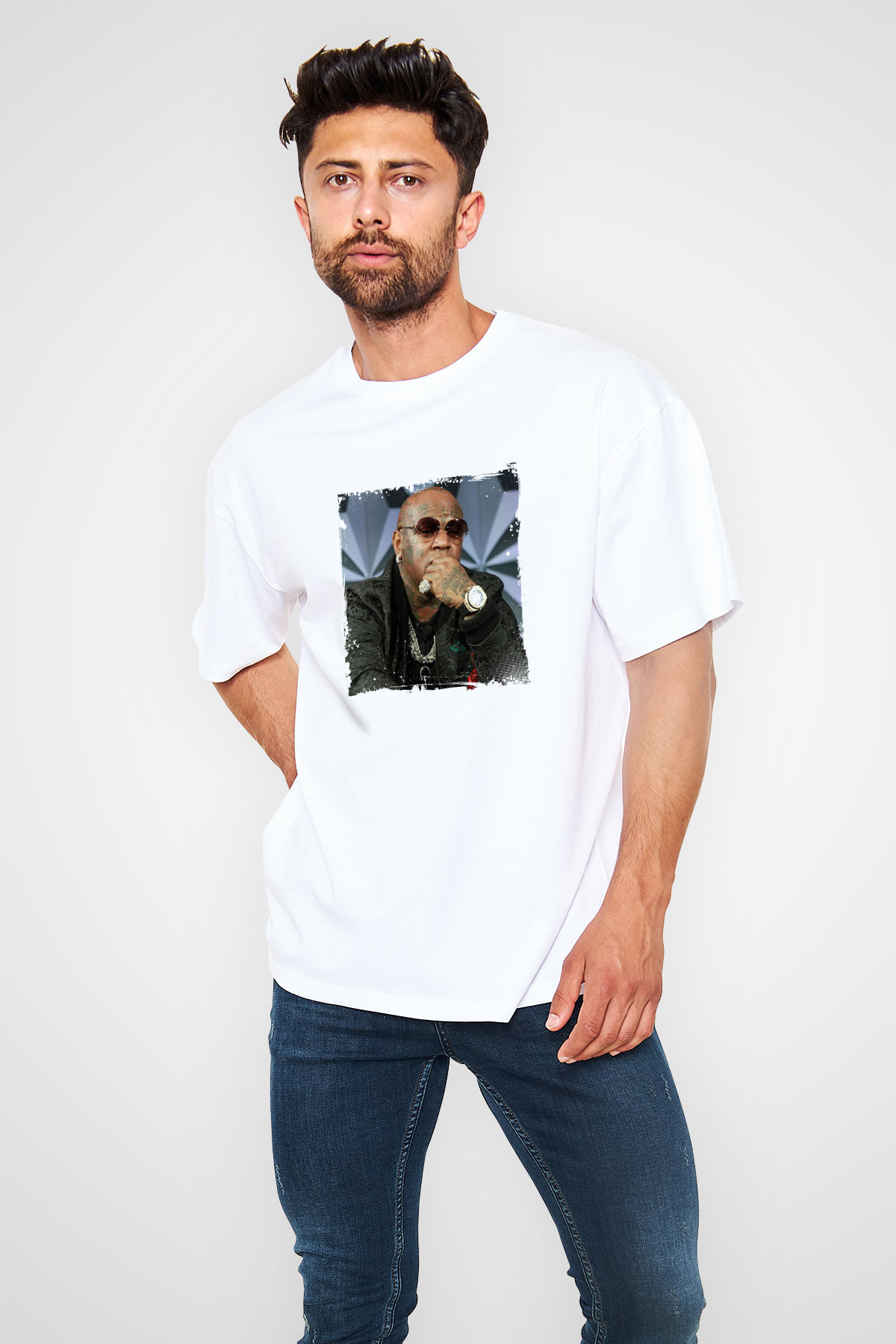Birdman Baskılı Unisex Beyaz Tişört