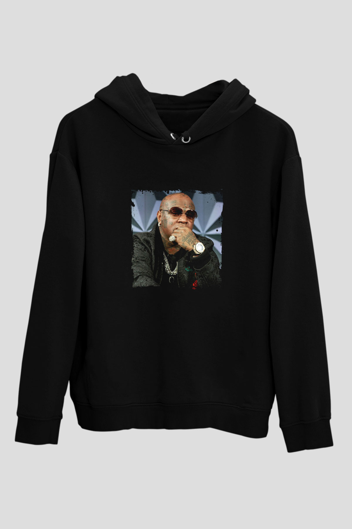 Birdman Baskılı Unisex Siyah Hoodie