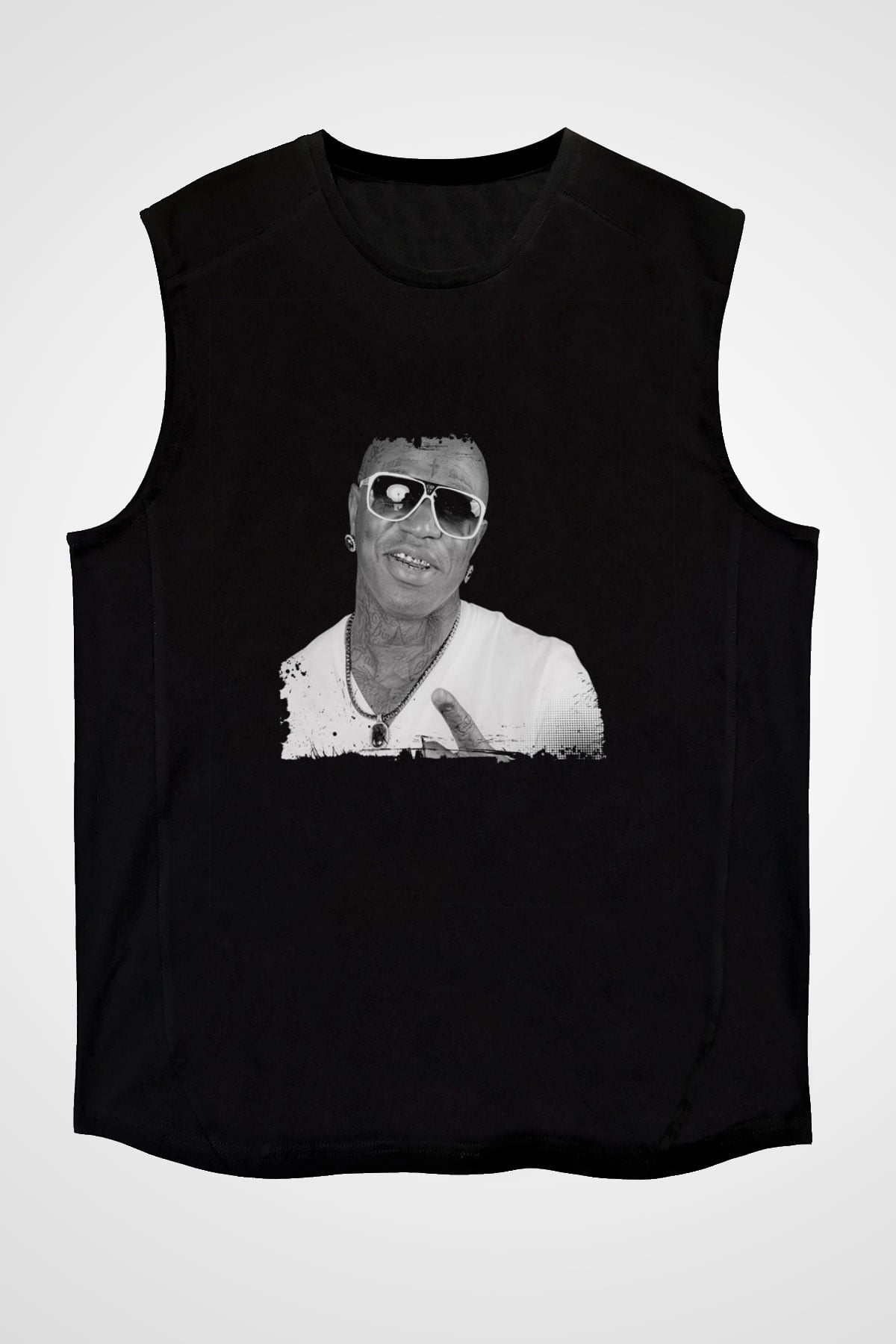 Birdman Baskılı Unisex Siyah Kolsuz Tişört
