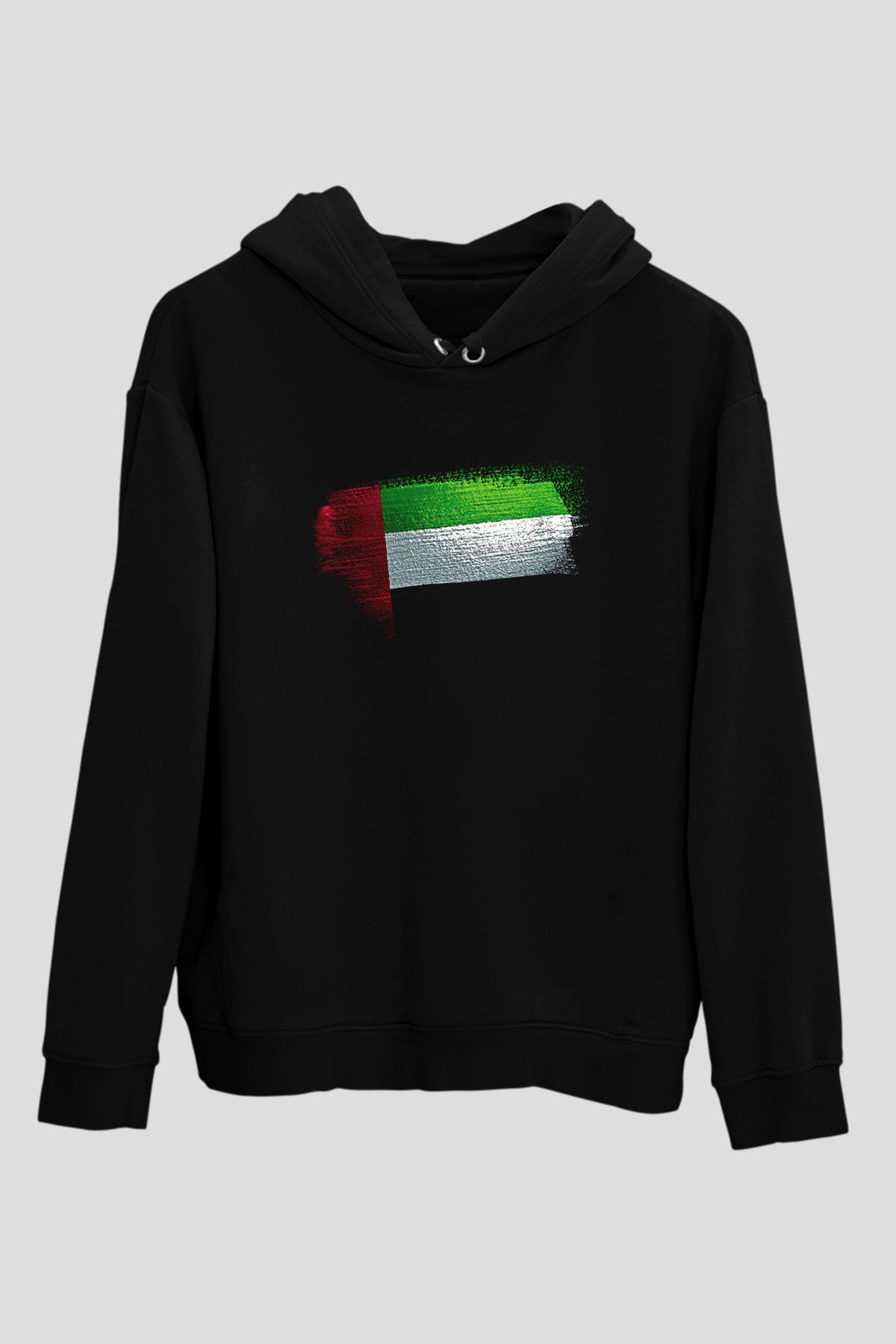Birleşik Arap Emirlikleri - United Arab Emirates Bayrağı Baskılı Unisex Siyah Hoodie