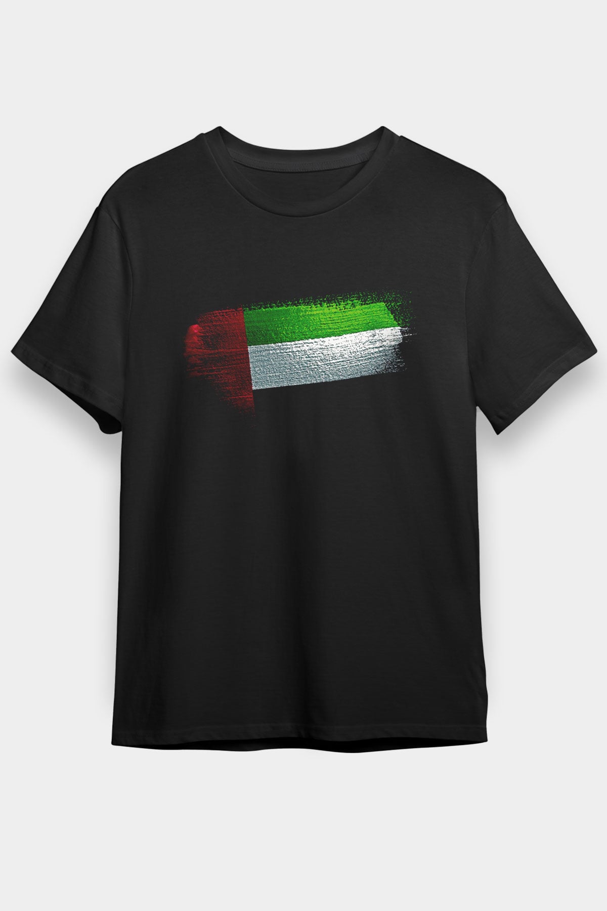 Birleşik Arap Emirlikleri - United Arab Emirates Bayrağı Baskılı Unisex Siyah Tişört