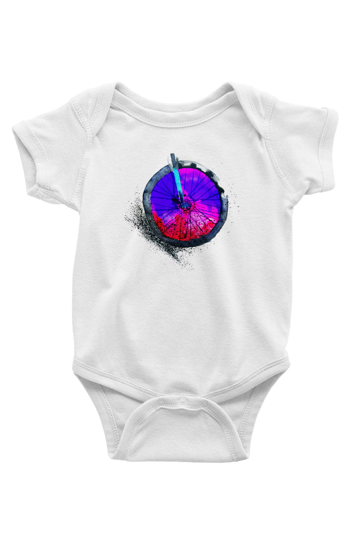 Bisiklet Baskılı Beyaz Unisex Bebek Body - Zıbın