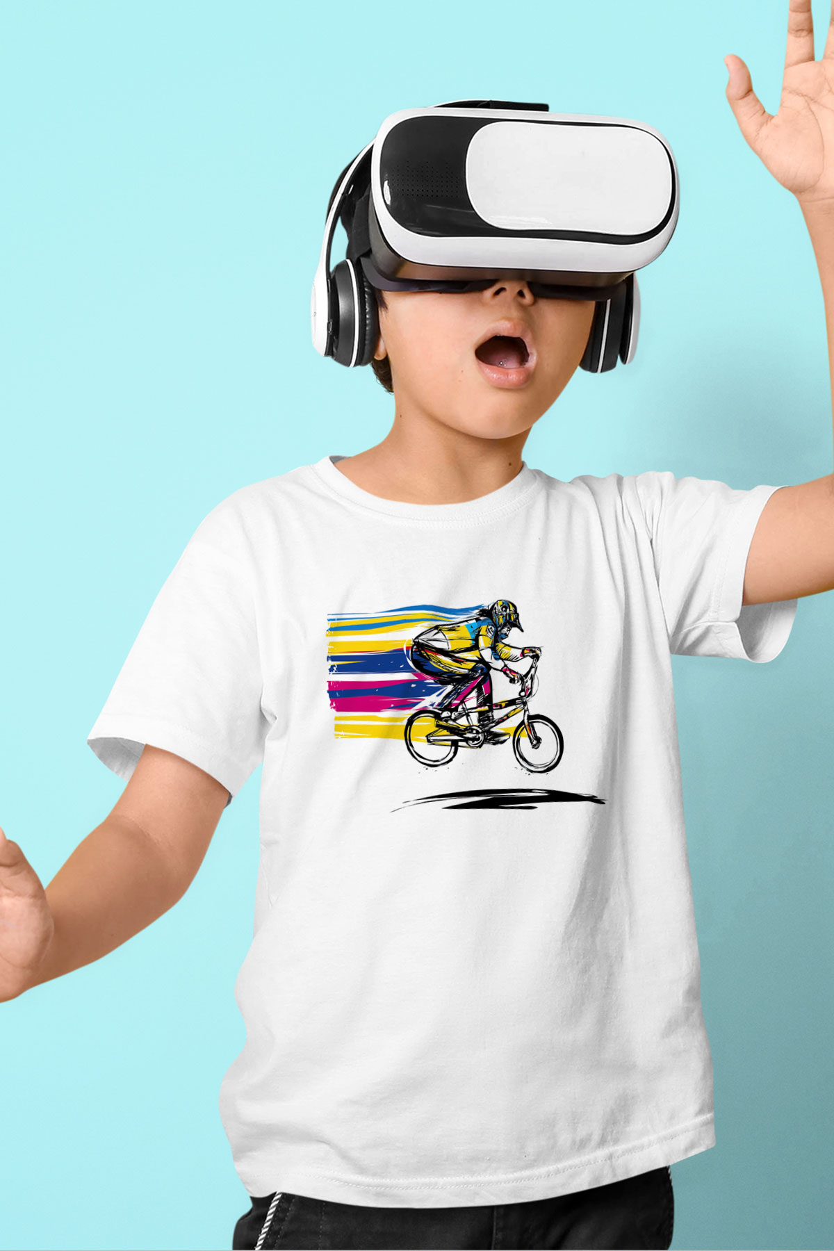 Bisiklet Beyaz Unisex Çocuk Tişört