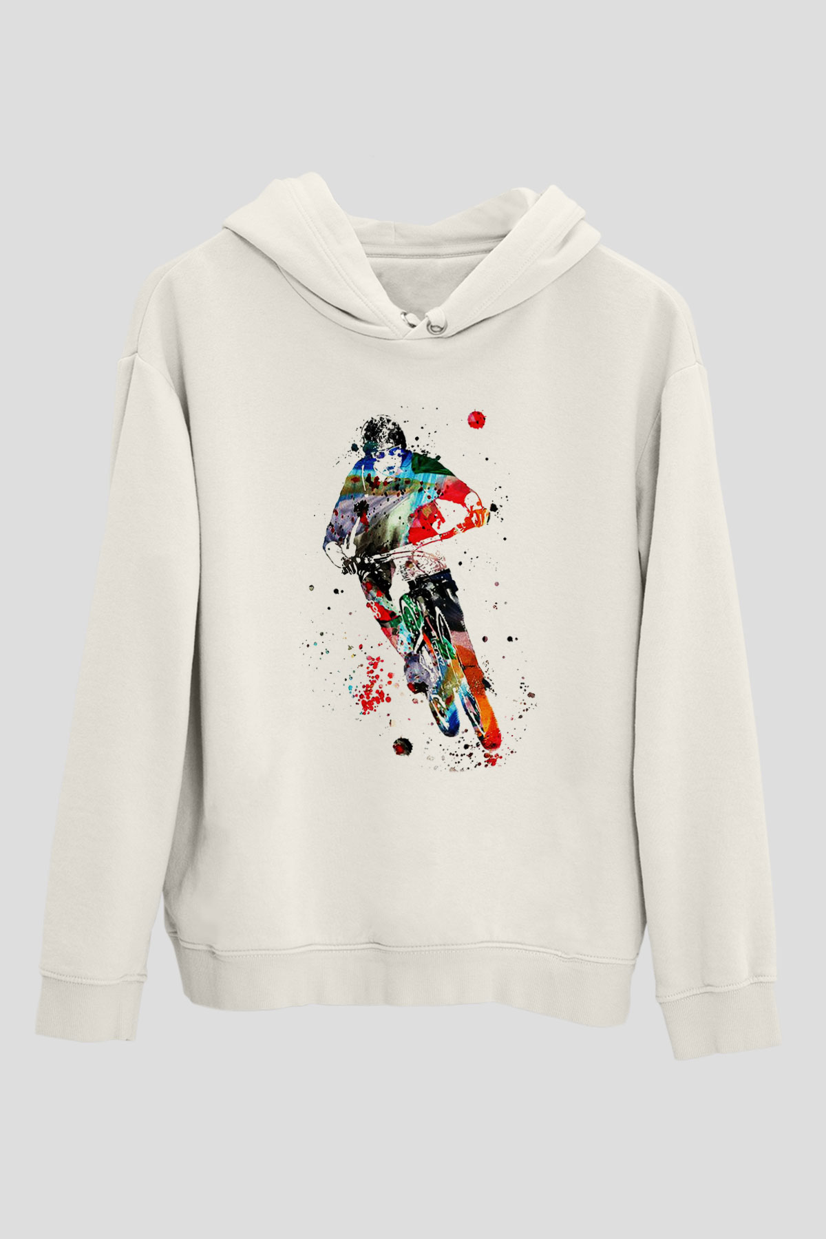 Bisiklet Beyaz Unisex Hoodie