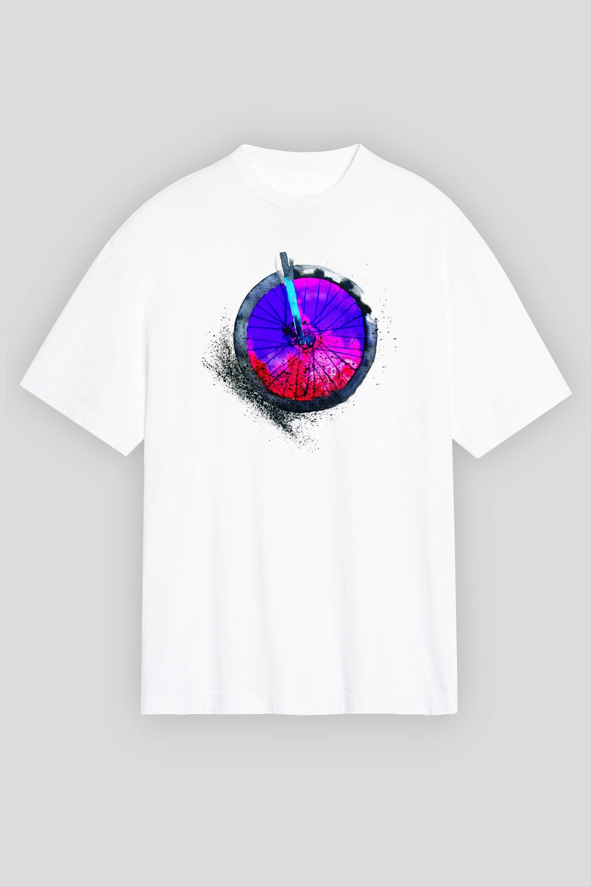 Bisiklet Beyaz Unisex Oversize Tişört T-Shirt