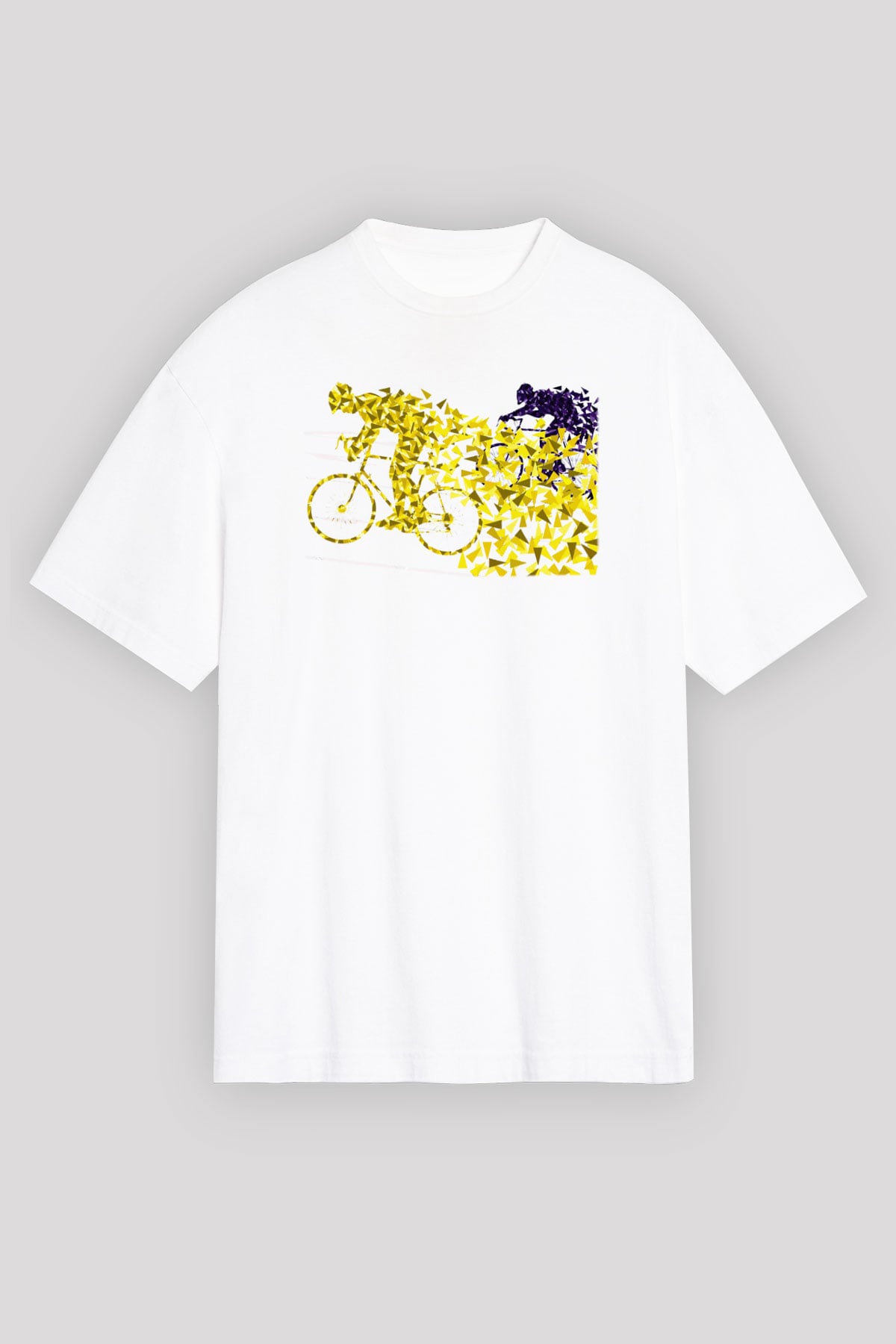 Bisiklet Beyaz Unisex Oversize Tişört T-Shirt