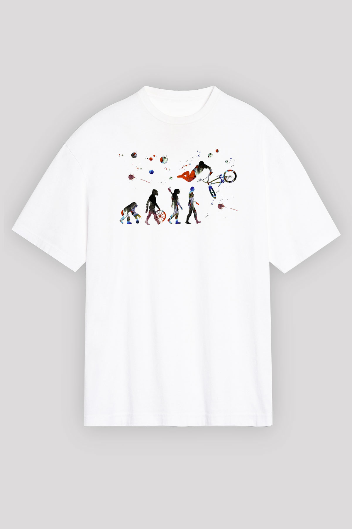Bisiklet Beyaz Unisex Oversize Tişört T-Shirt