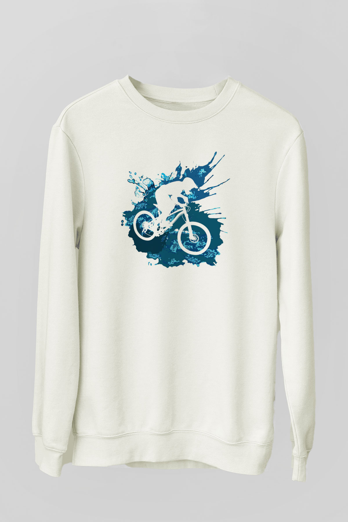 Bisiklet Beyaz Unisex Sweatshirt