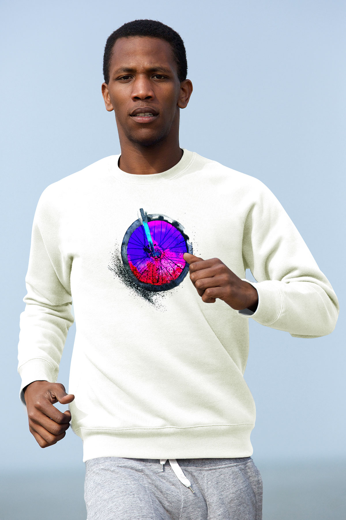 Bisiklet Beyaz Unisex Sweatshirt