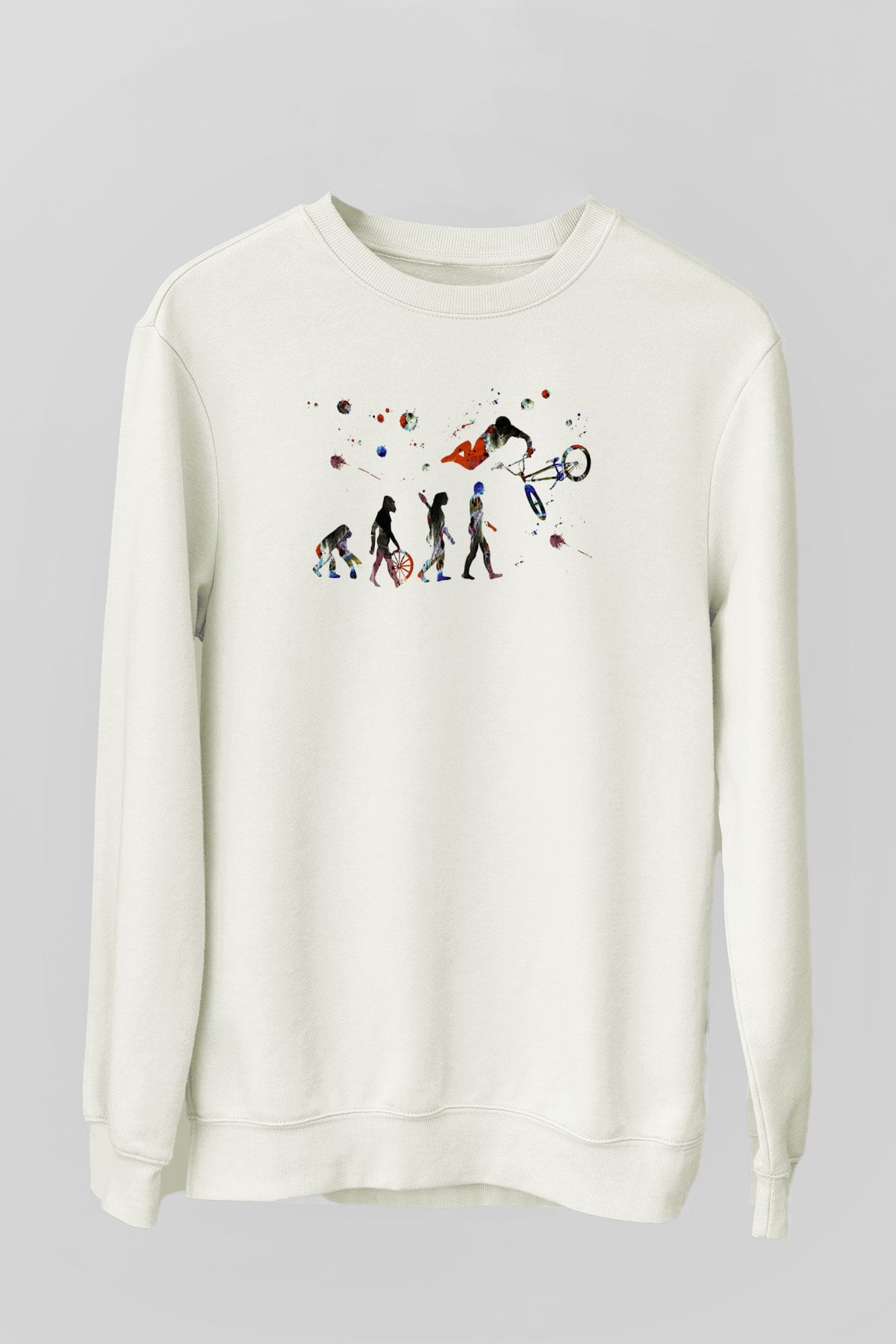 Bisiklet Beyaz Unisex Sweatshirt
