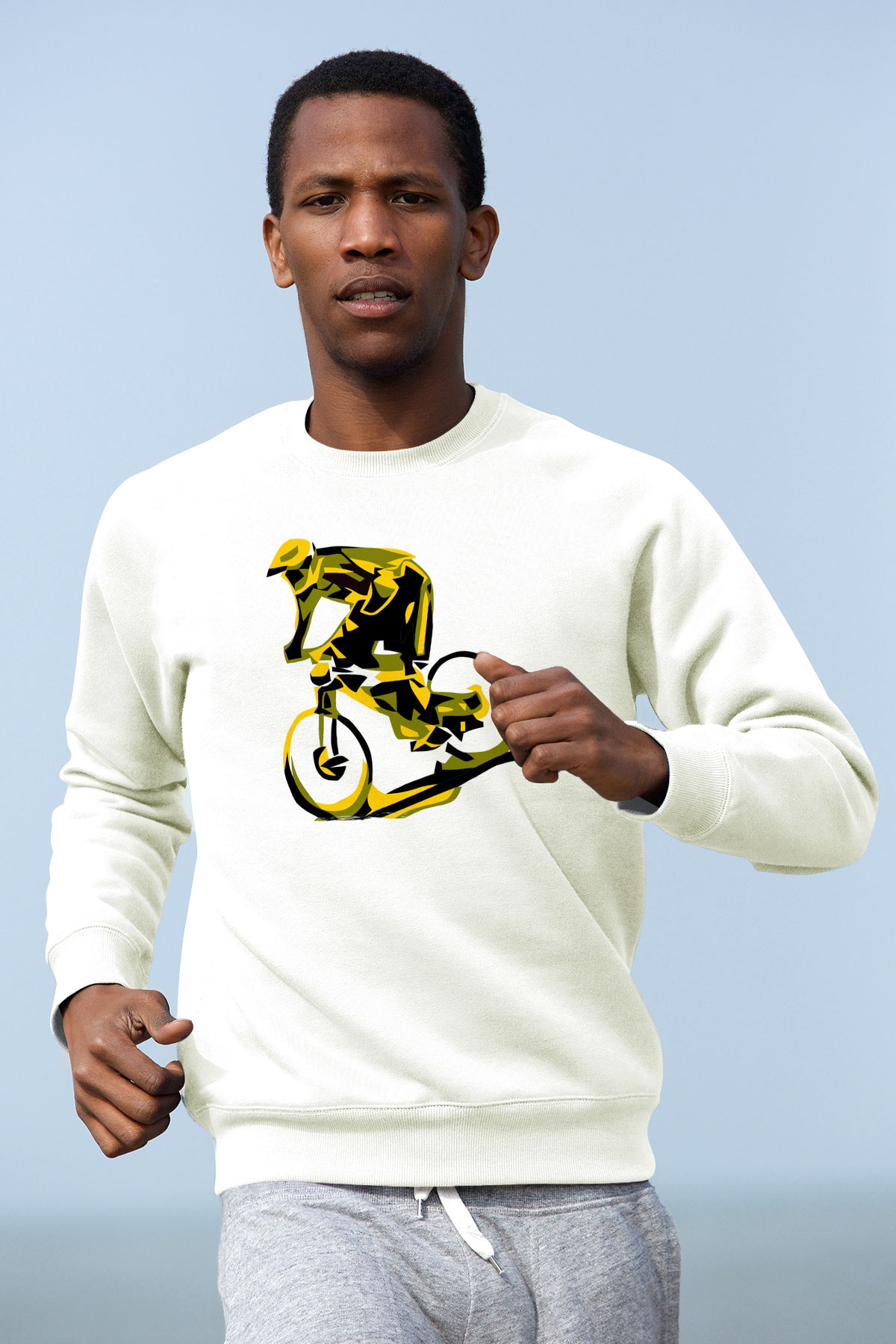 Bisiklet Beyaz Unisex Sweatshirt