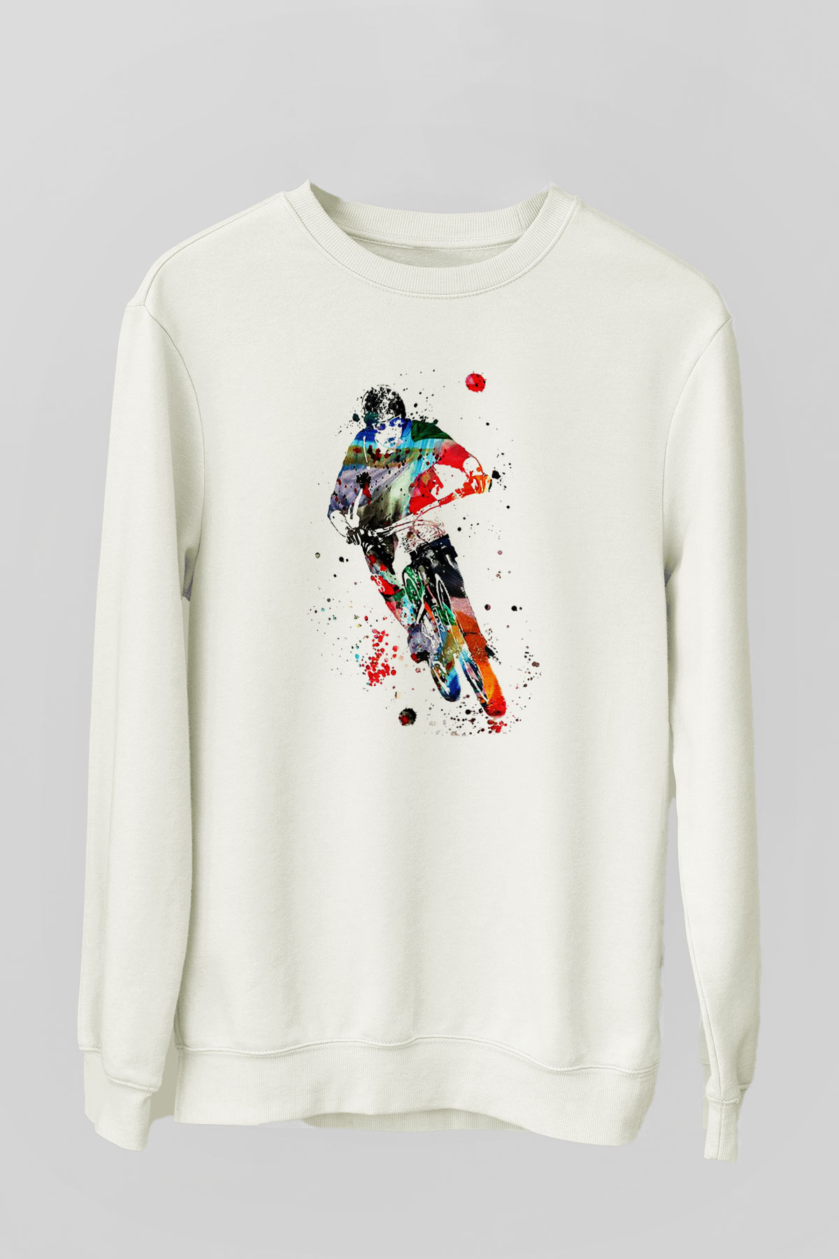 Bisiklet Beyaz Unisex Sweatshirt