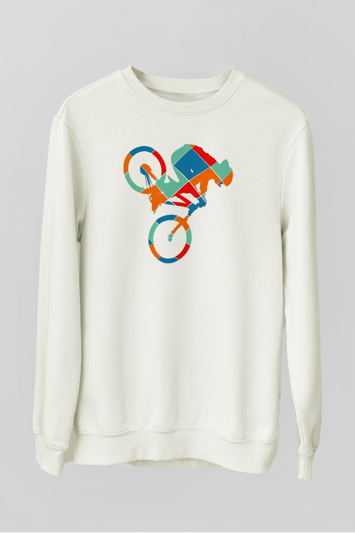 Bisiklet Beyaz Unisex Sweatshirt