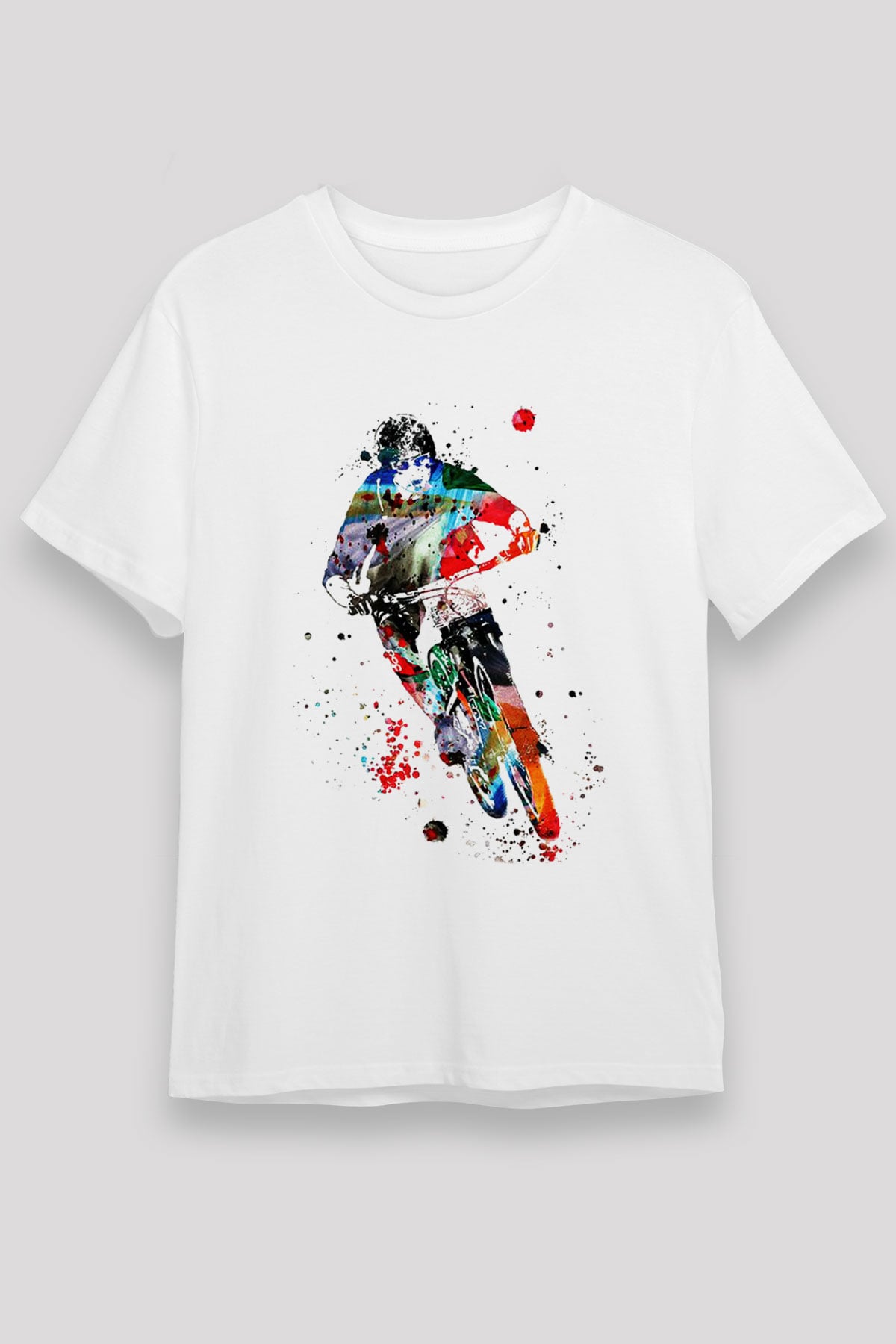 Bisiklet Beyaz Unisex Tişört T-Shirt - TişörtFabrikası