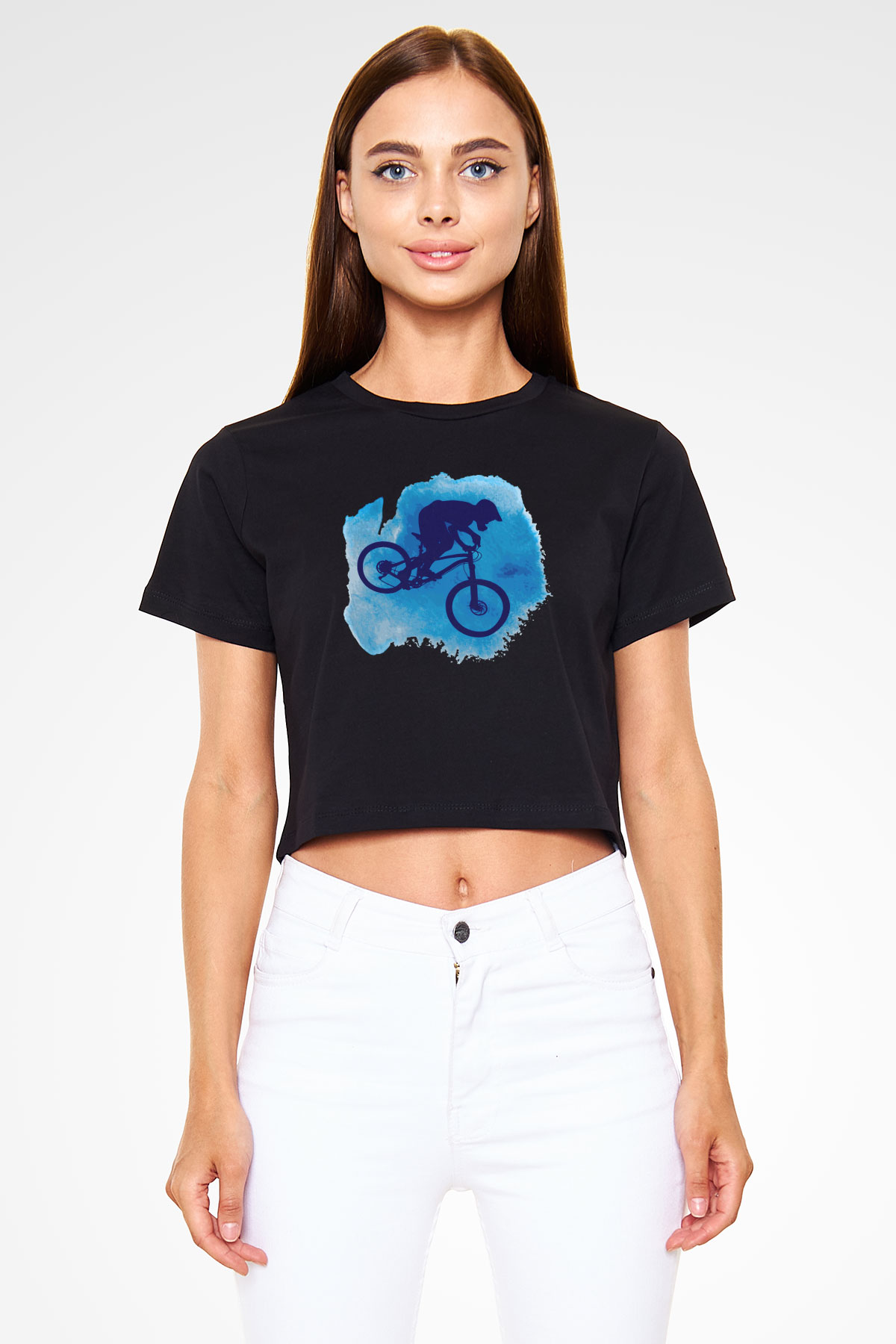 Bisiklet Siyah  Crop Top Tişört