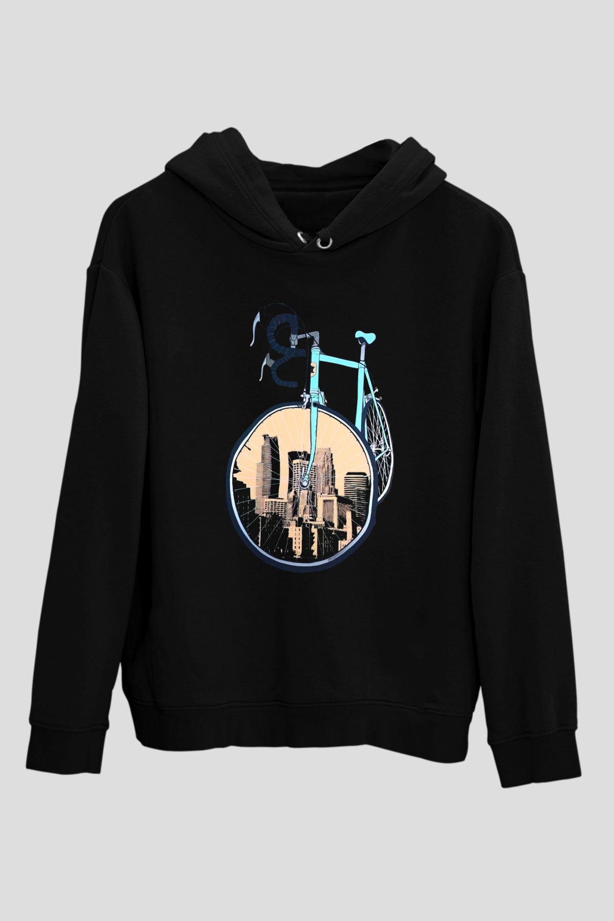 Bisiklet Siyah Unisex Hoodie