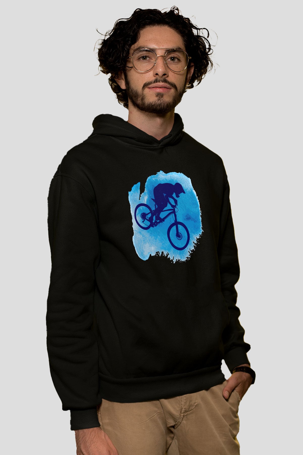 Bisiklet Siyah Unisex Kapüşonlu Sweatshirt