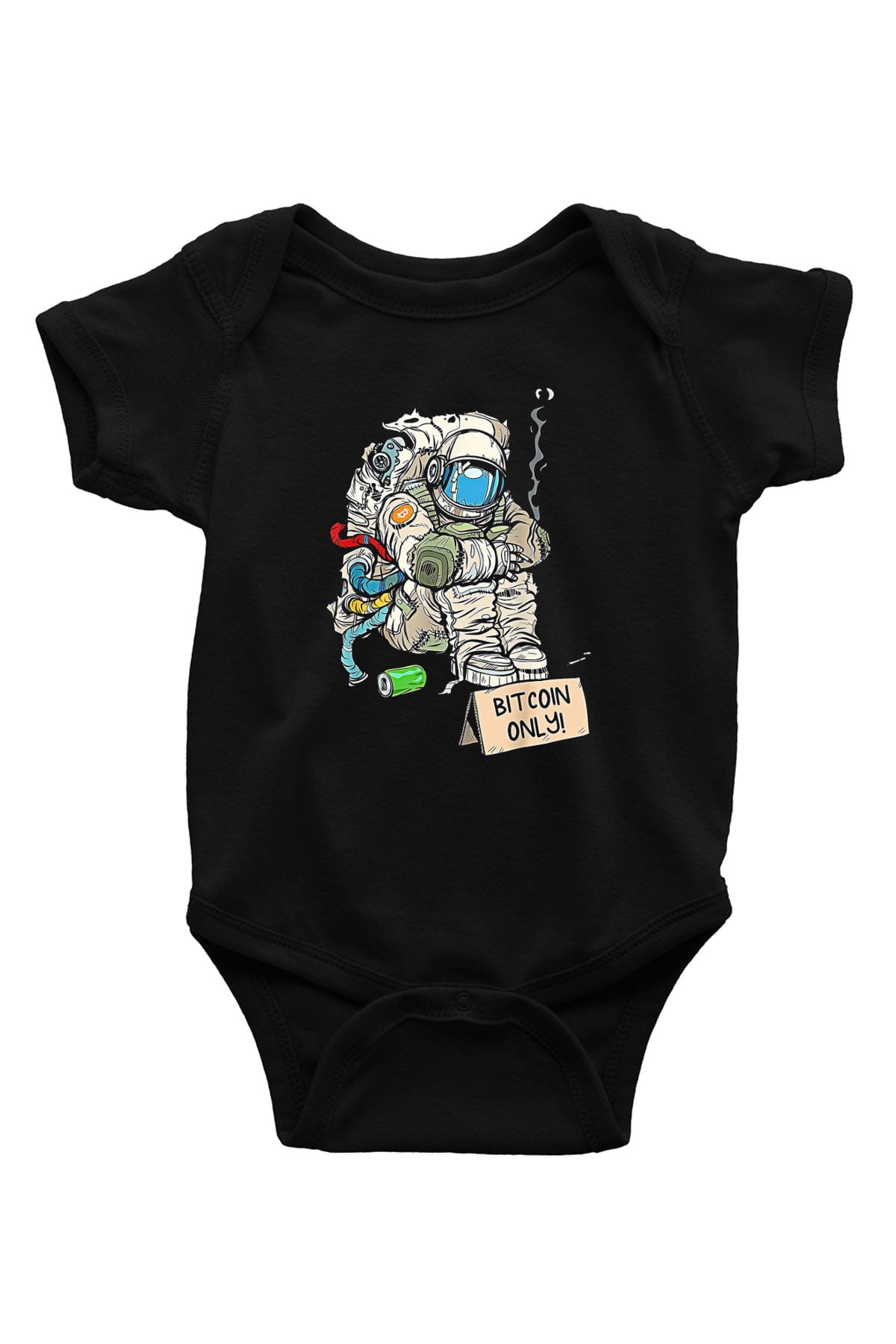 Bitcoin Baskılı Unisex Siyah Bebek Body - Zıbın