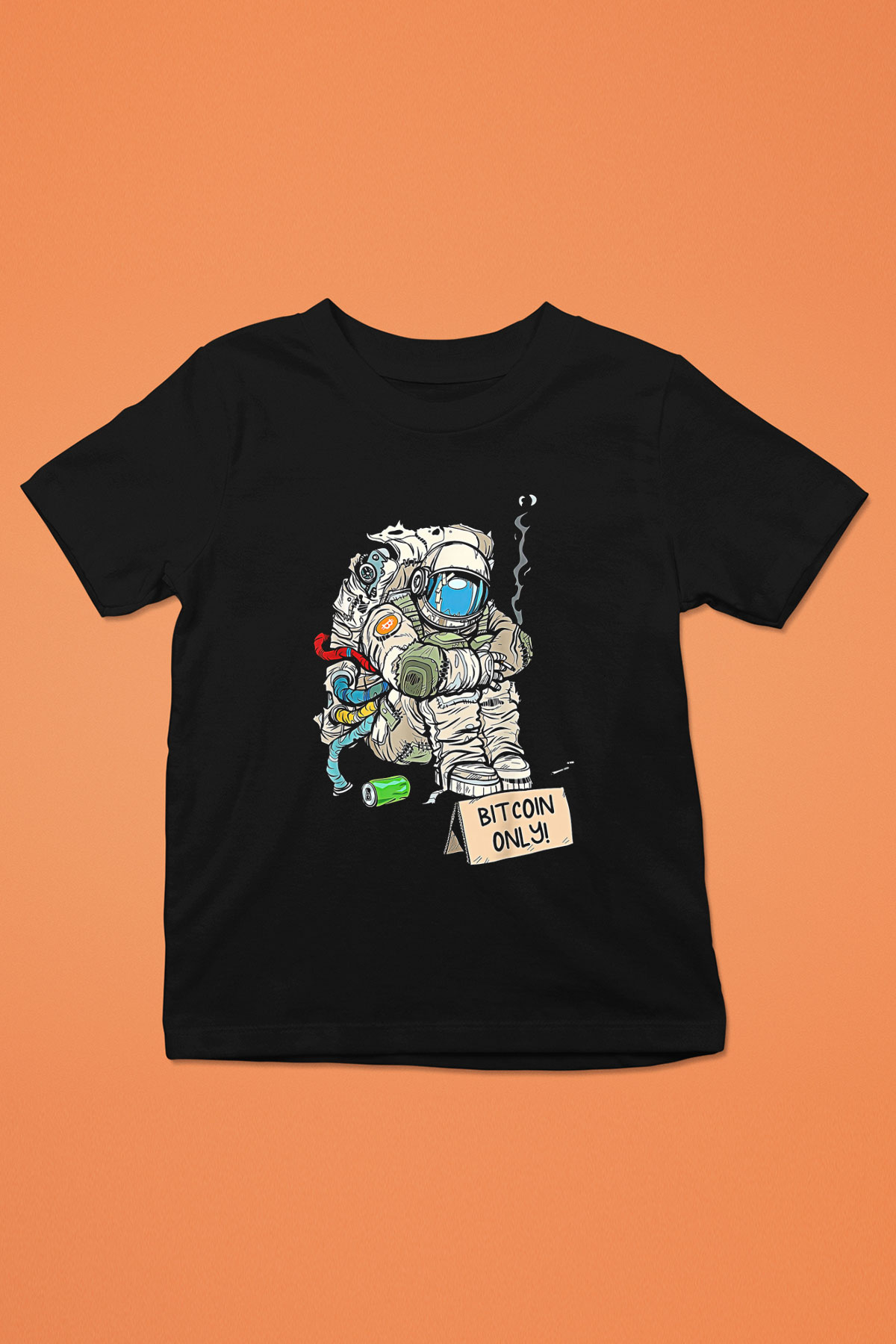 Bitcoin Baskılı Unisex Siyah Çocuk Tişört - Tshirt