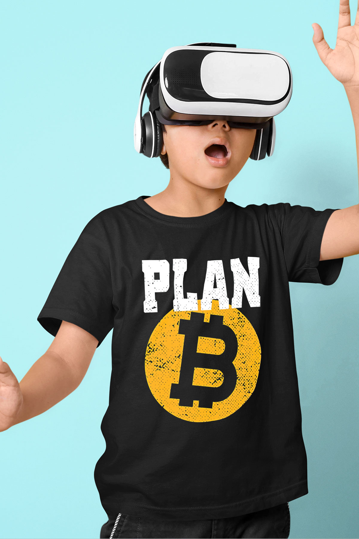 Bitcoin Baskılı Unisex Siyah Çocuk Tişört - Tshirt