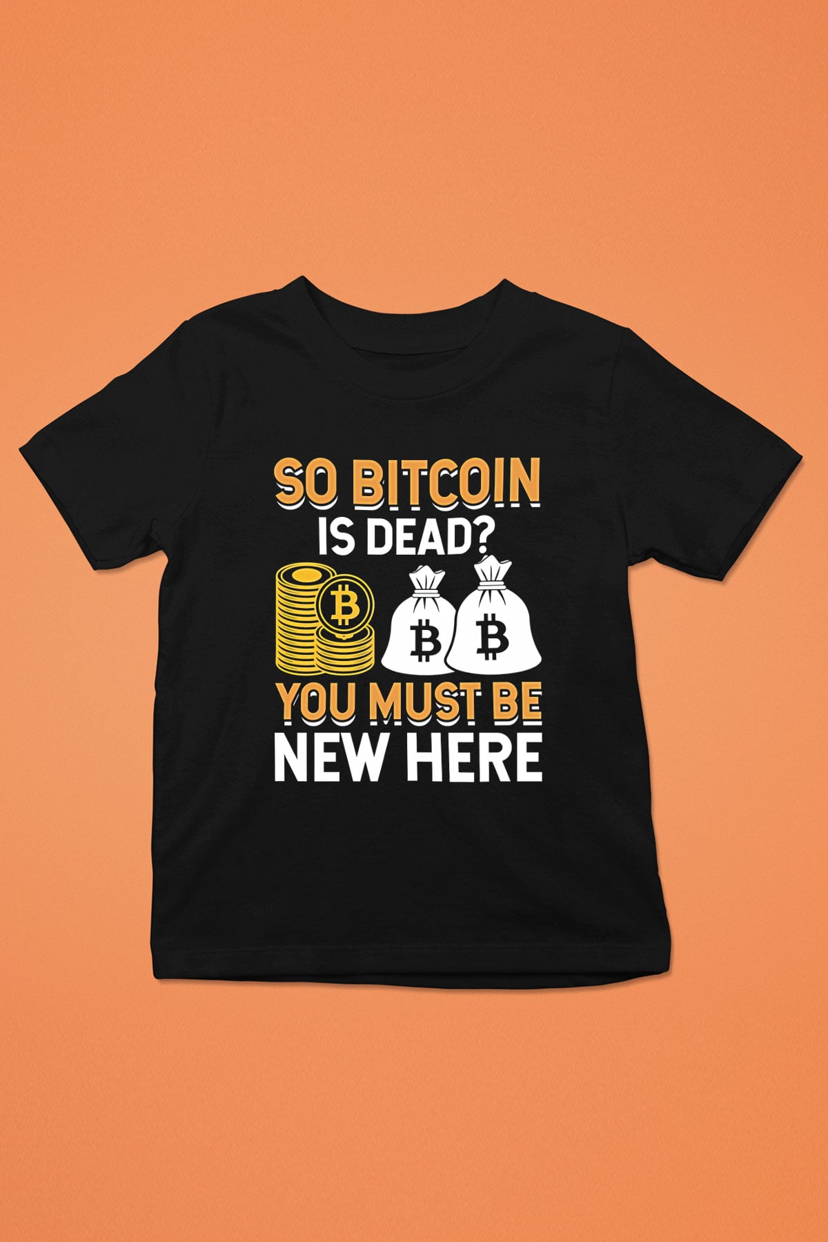Bitcoin Baskılı Unisex Siyah Çocuk Tişört - Tshirt