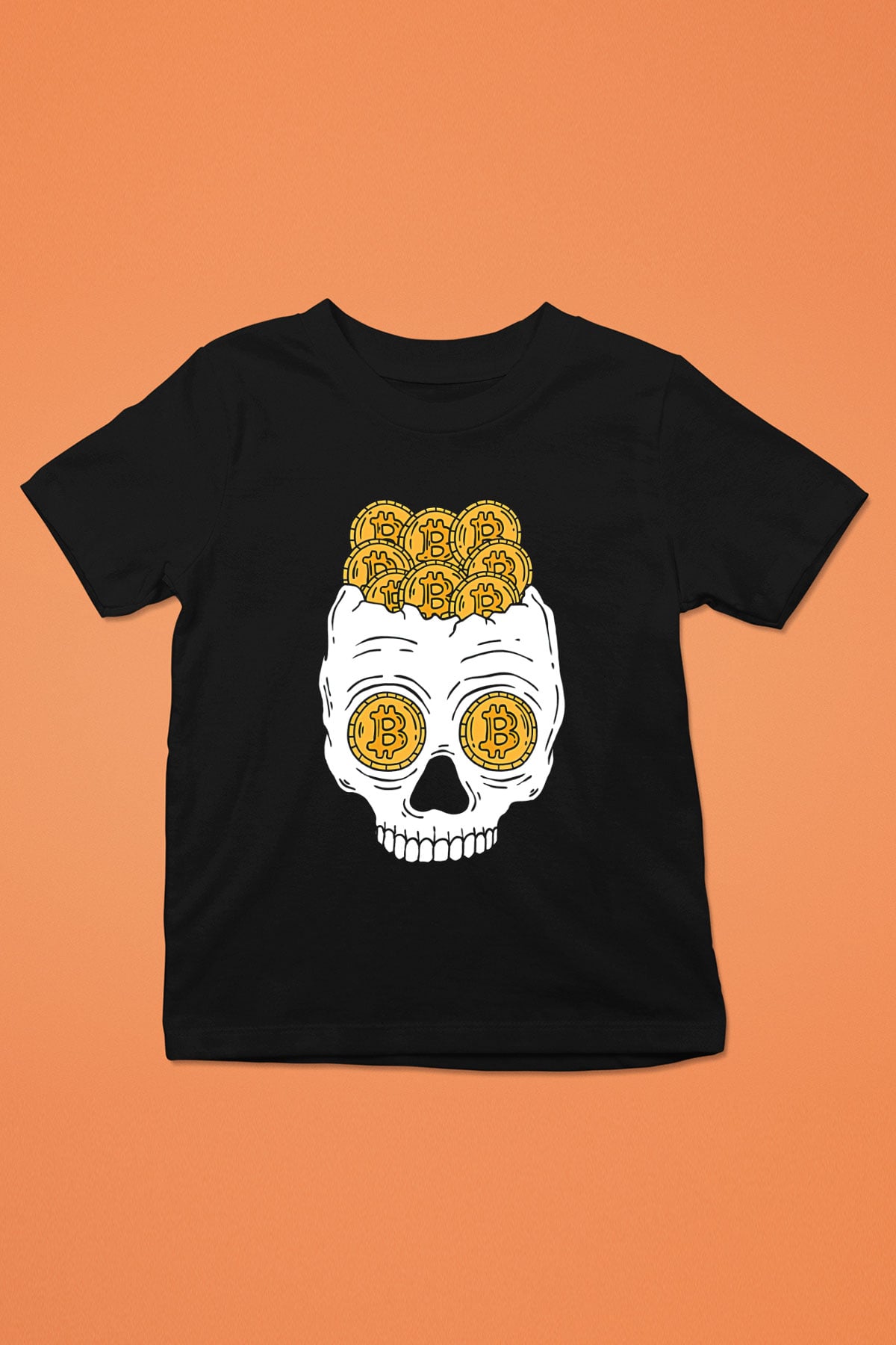 Bitcoin Baskılı Unisex Siyah Çocuk Tişört - Tshirt