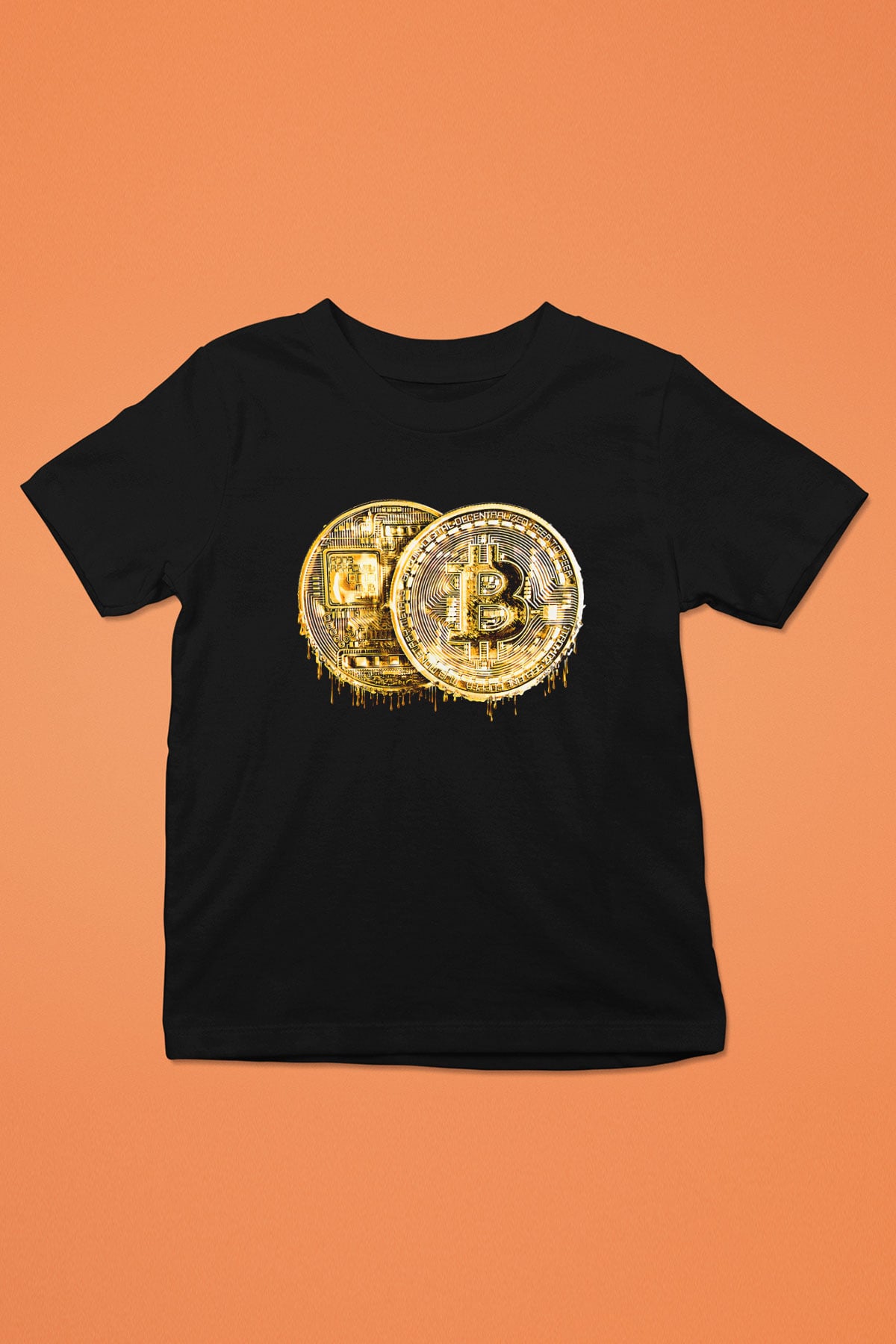 Bitcoin Baskılı Unisex Siyah Çocuk Tişört - Tshirt