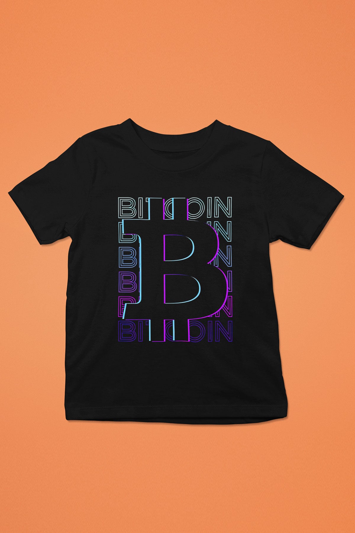 Bitcoin Baskılı Unisex Siyah Çocuk Tişört - Tshirt