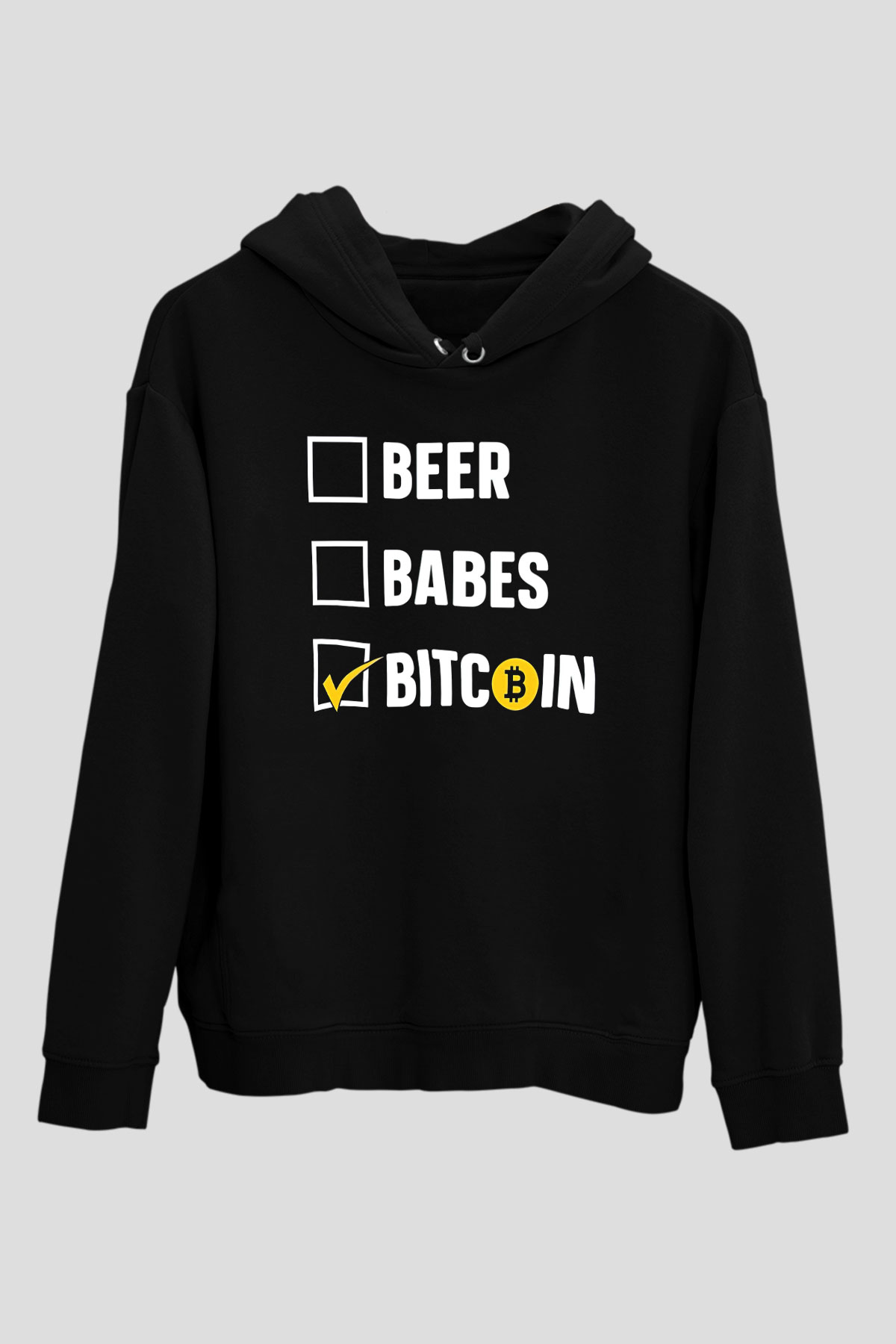 Bitcoin Baskılı Unisex Siyah Hoodie