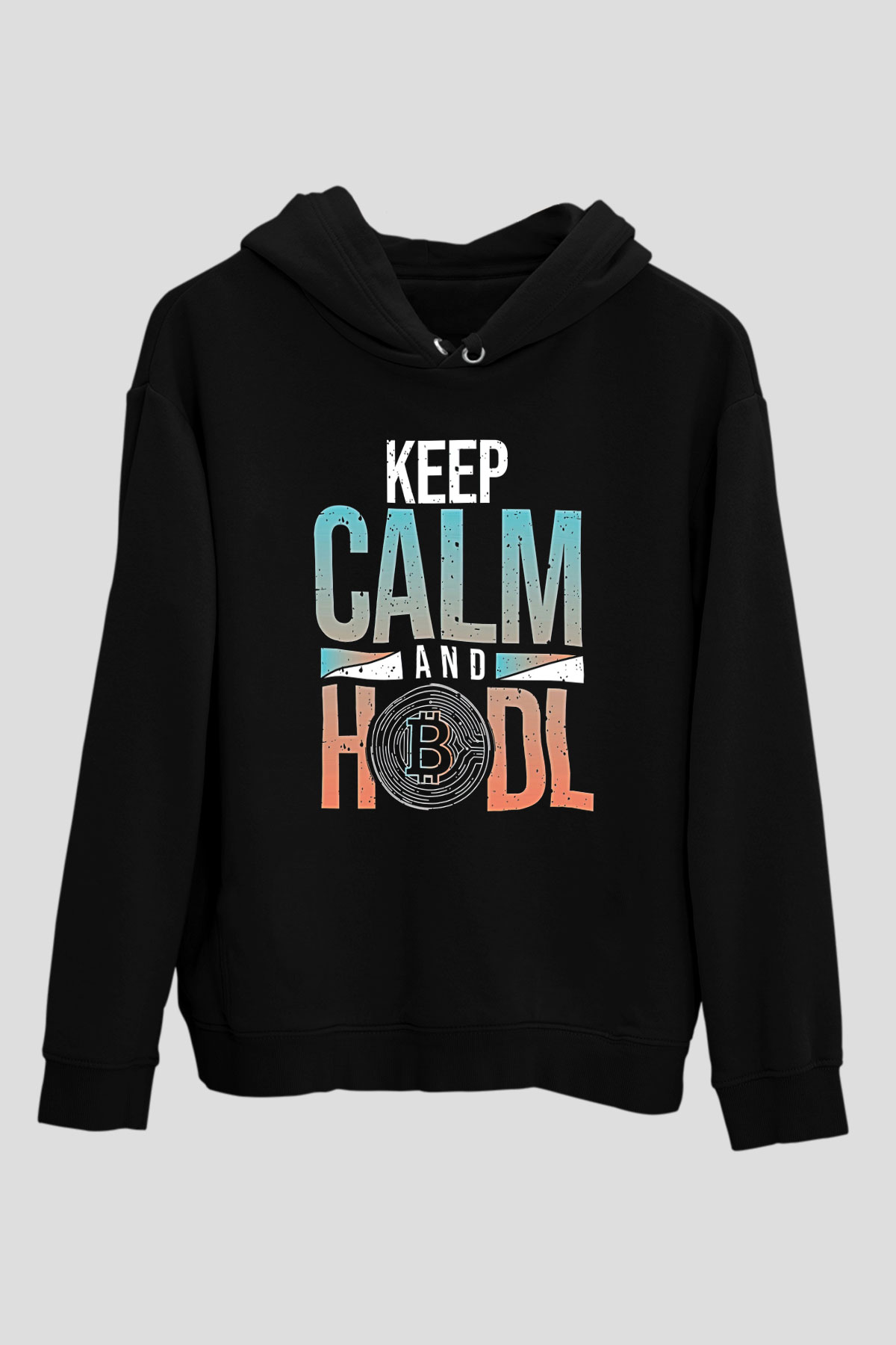 Bitcoin Baskılı Unisex Siyah Hoodie