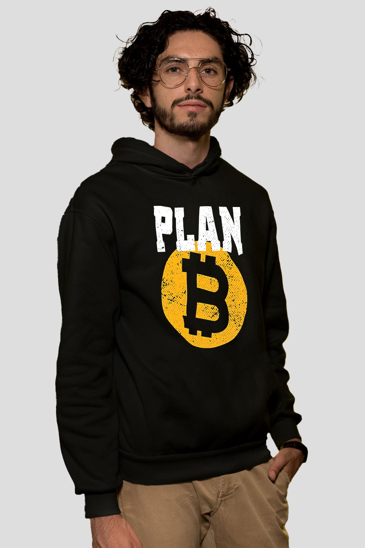 Bitcoin Baskılı Unisex Siyah Hoodie