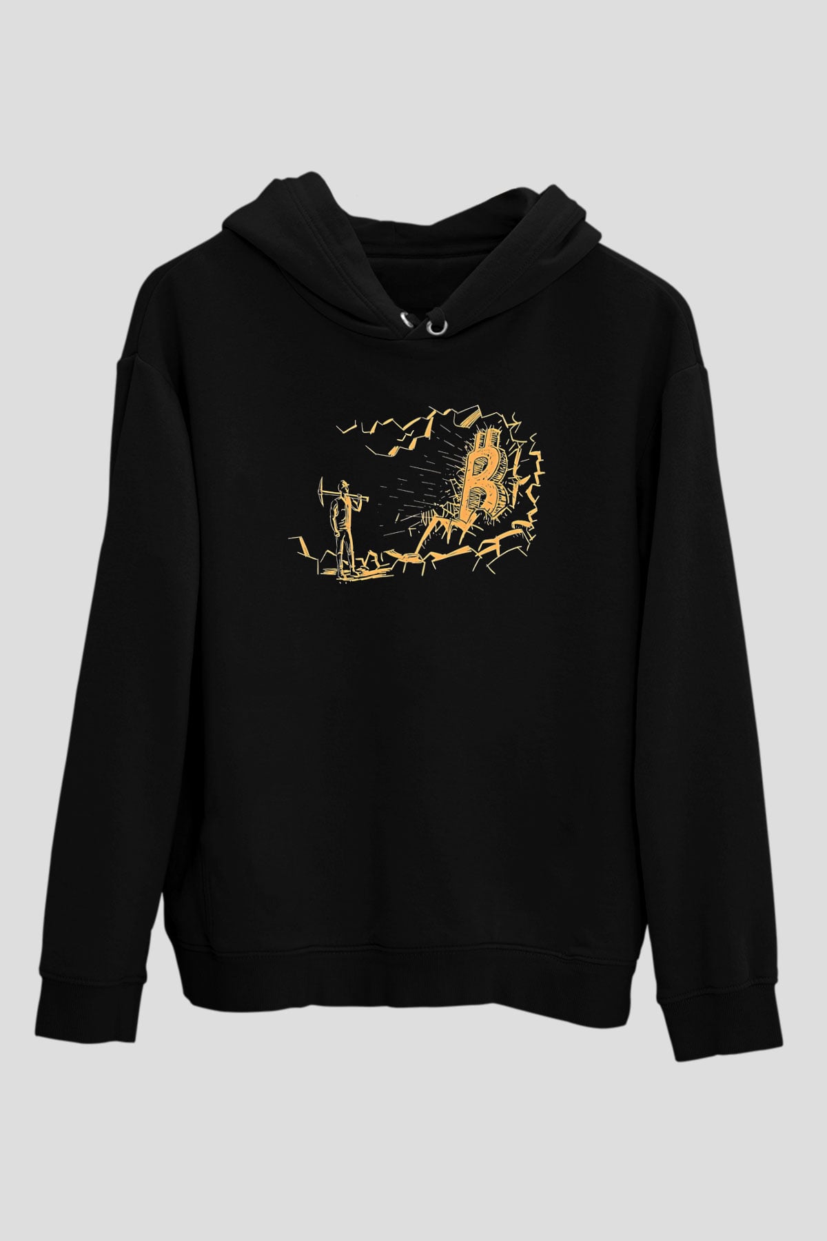 Bitcoin Baskılı Unisex Siyah Hoodie
