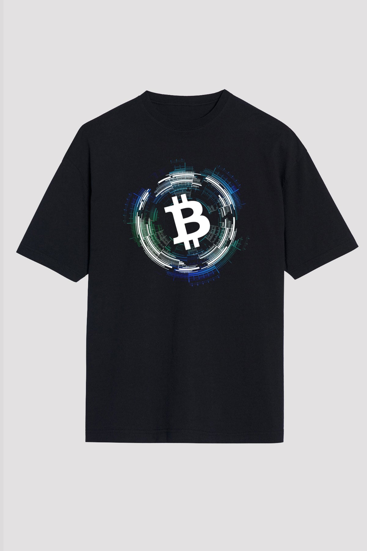 Bitcoin Baskılı Unisex Siyah Oversize Tişört - Tshirt