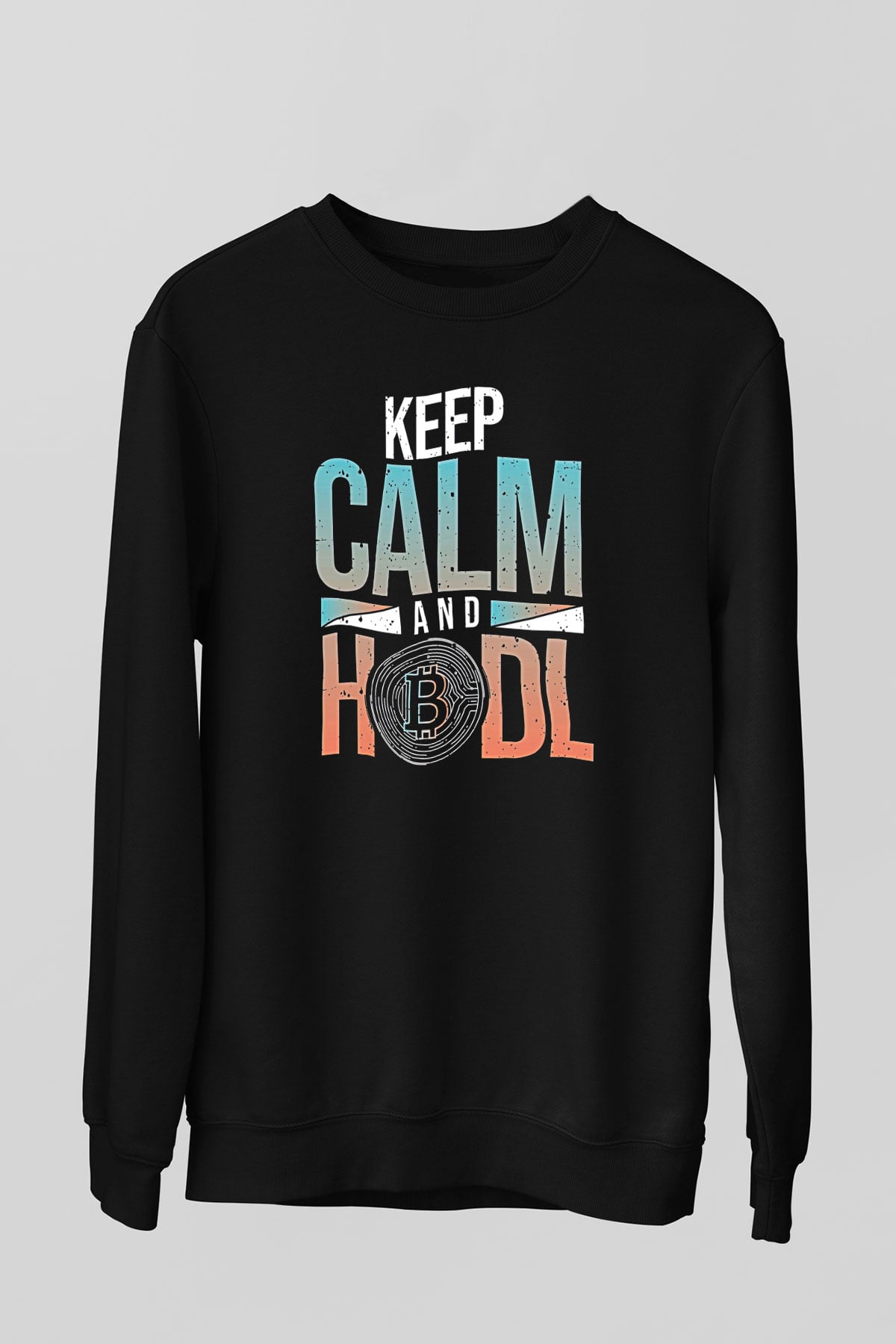 Bitcoin Baskılı Unisex Siyah Sweatshirt