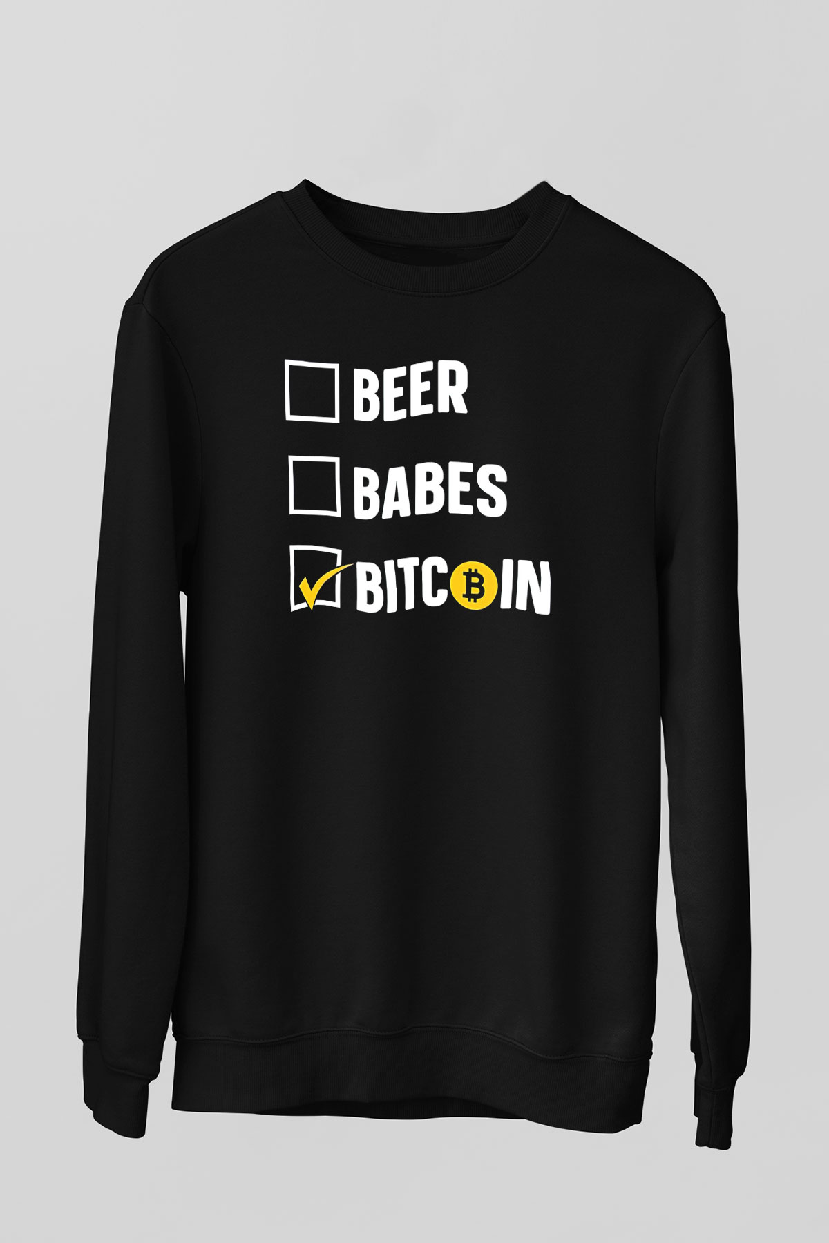 Bitcoin Baskılı Unisex Siyah Sweatshirt