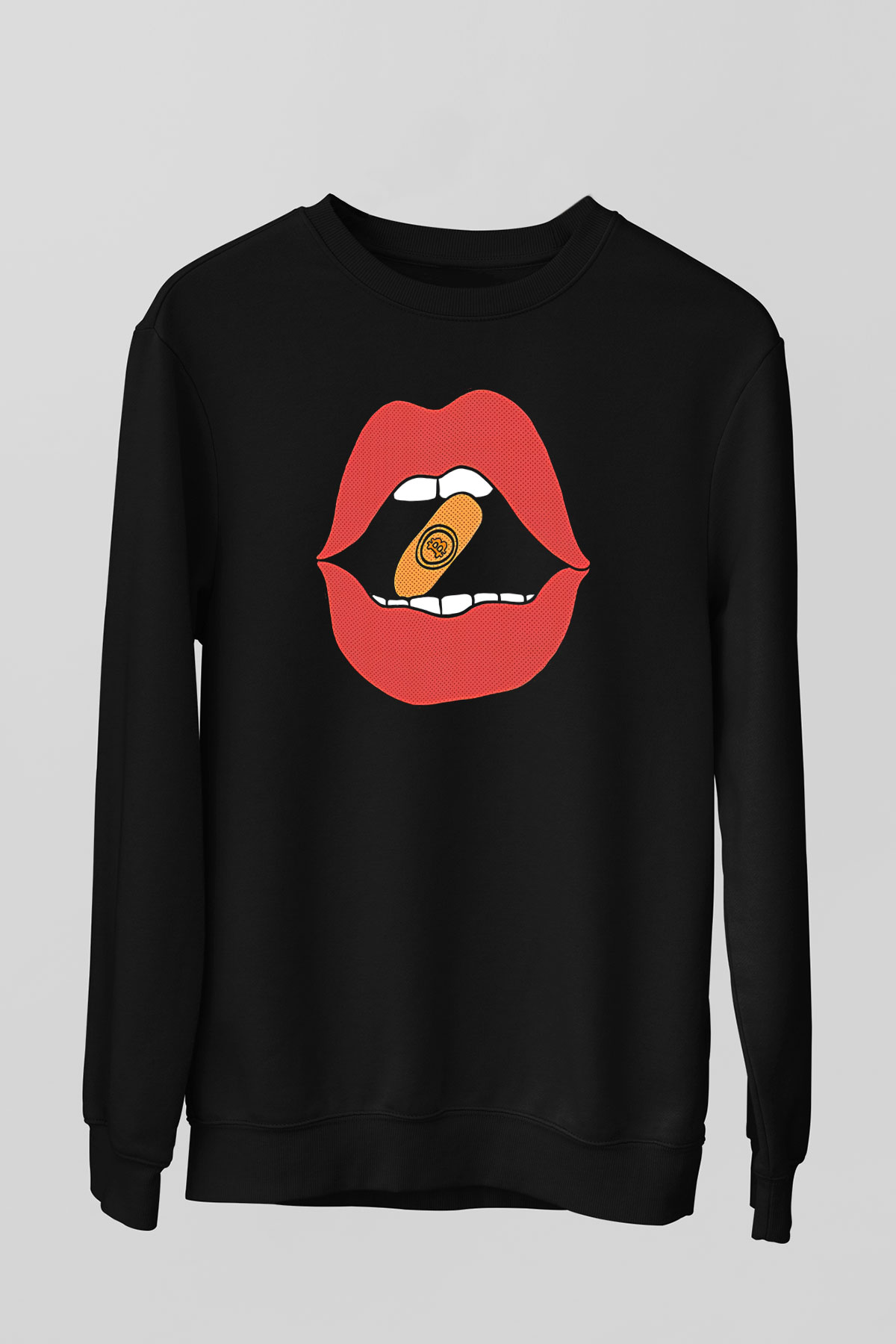 Bitcoin Baskılı Unisex Siyah Sweatshirt