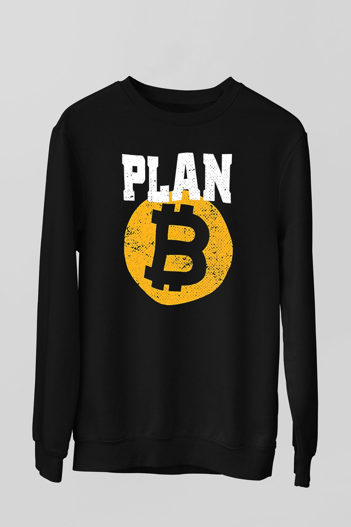 Bitcoin Baskılı Unisex Siyah Sweatshirt