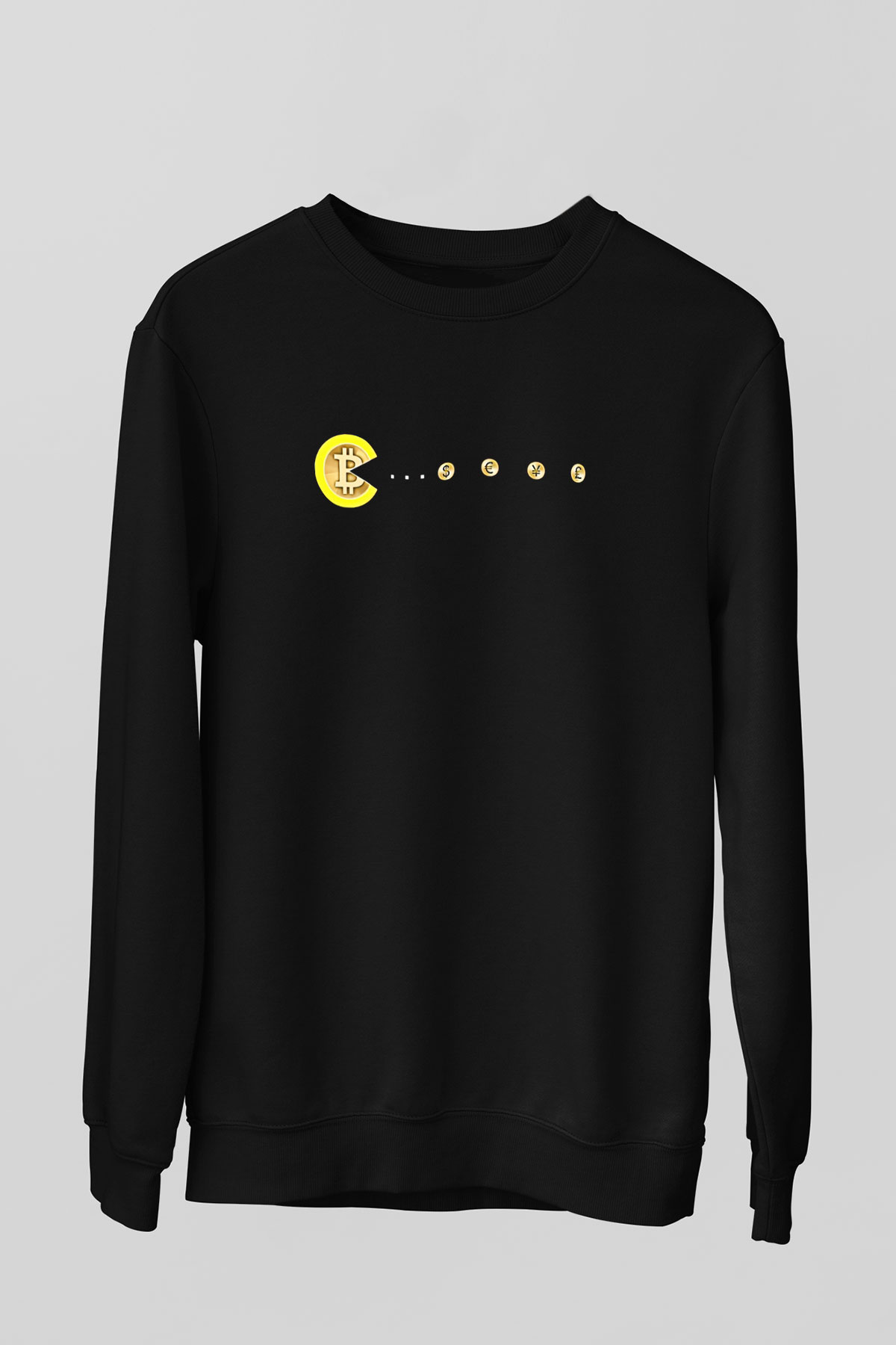 Bitcoin Baskılı Unisex Siyah Sweatshirt