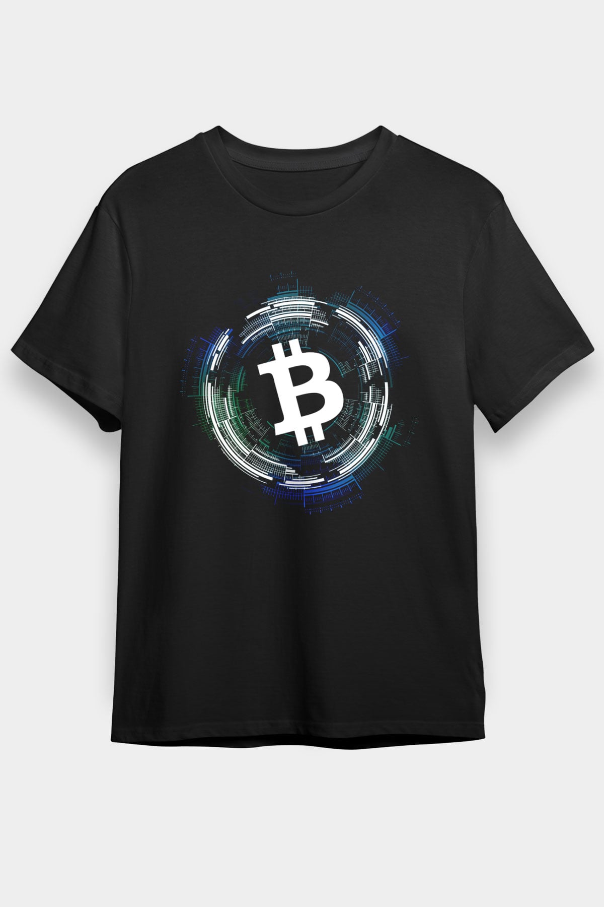 Bitcoin Baskılı Unisex Siyah Tişört - Tshirt