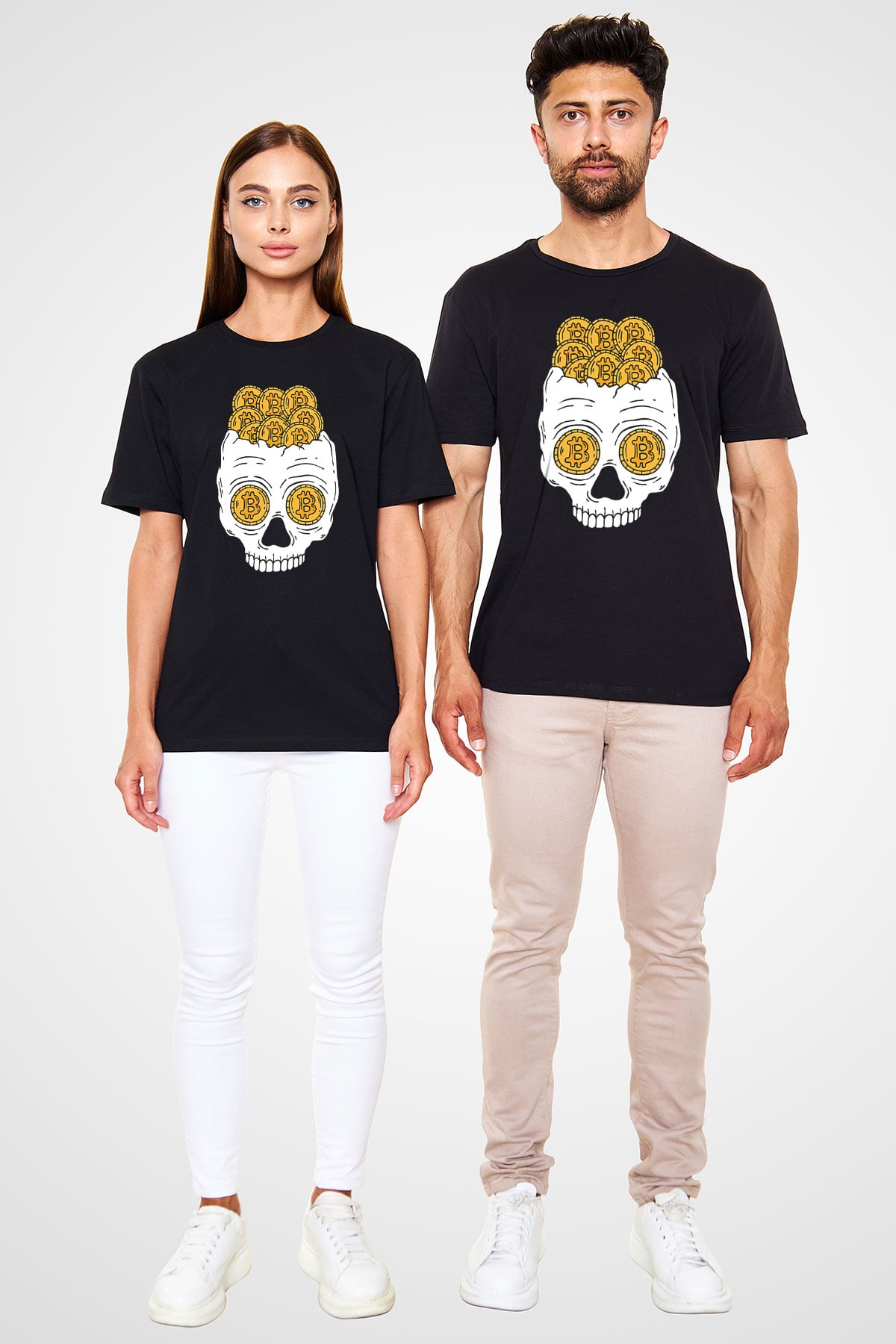 Bitcoin Baskılı Unisex Siyah Tişört - Tshirt