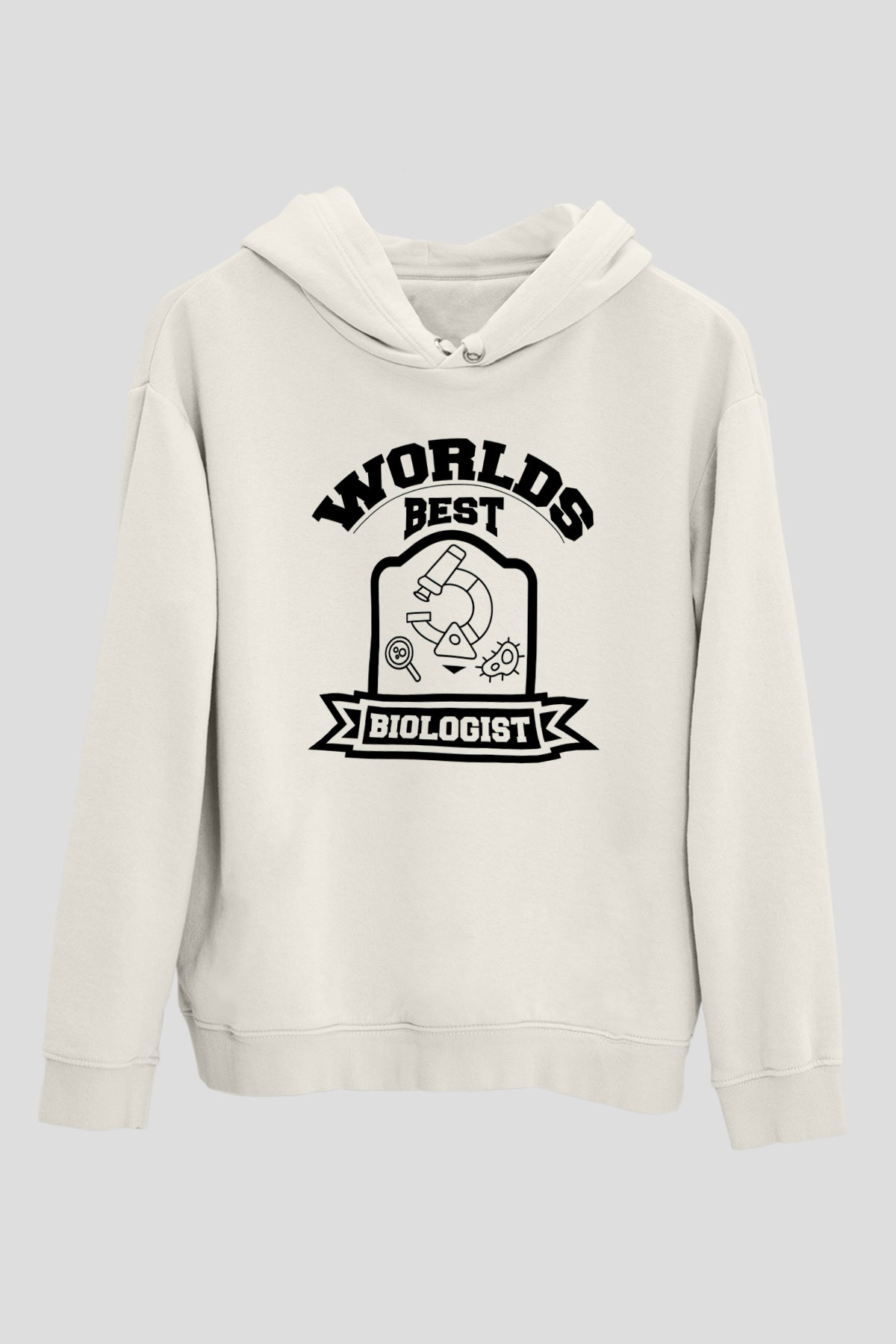 Biyolog Beyaz Unisex Kapüşonlu Sweatshirt