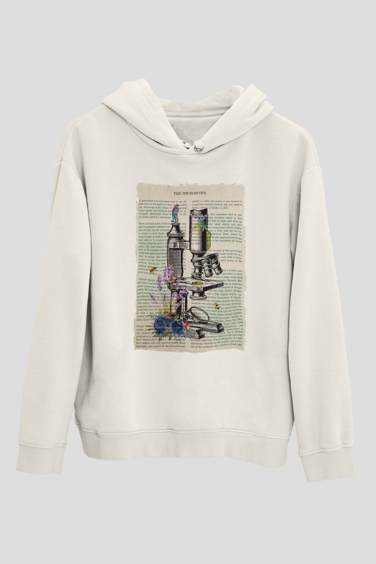 Biyolog Beyaz Unisex Kapüşonlu Sweatshirt