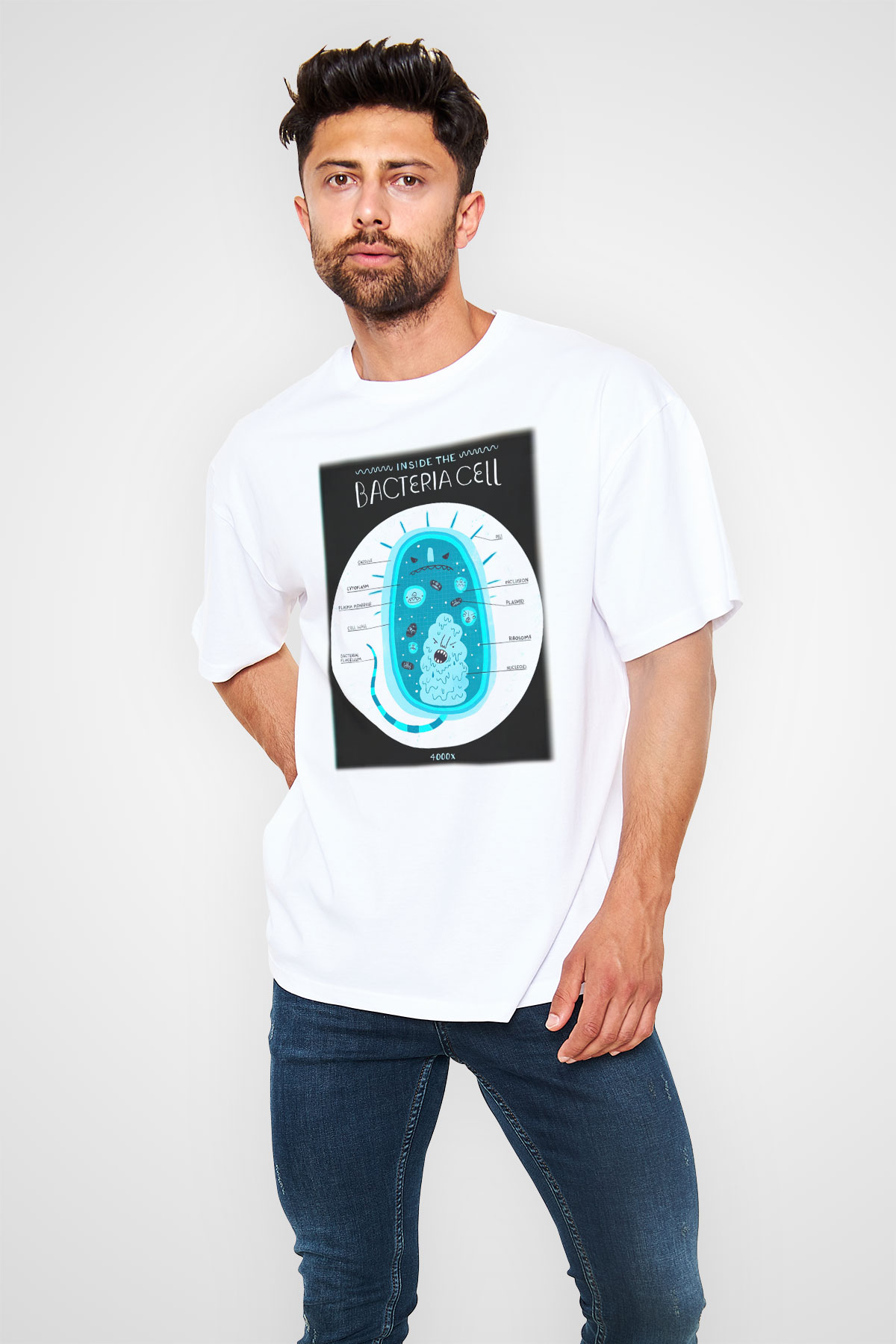 Biyolog Beyaz Unisex Oversize Tişört T-Shirt
