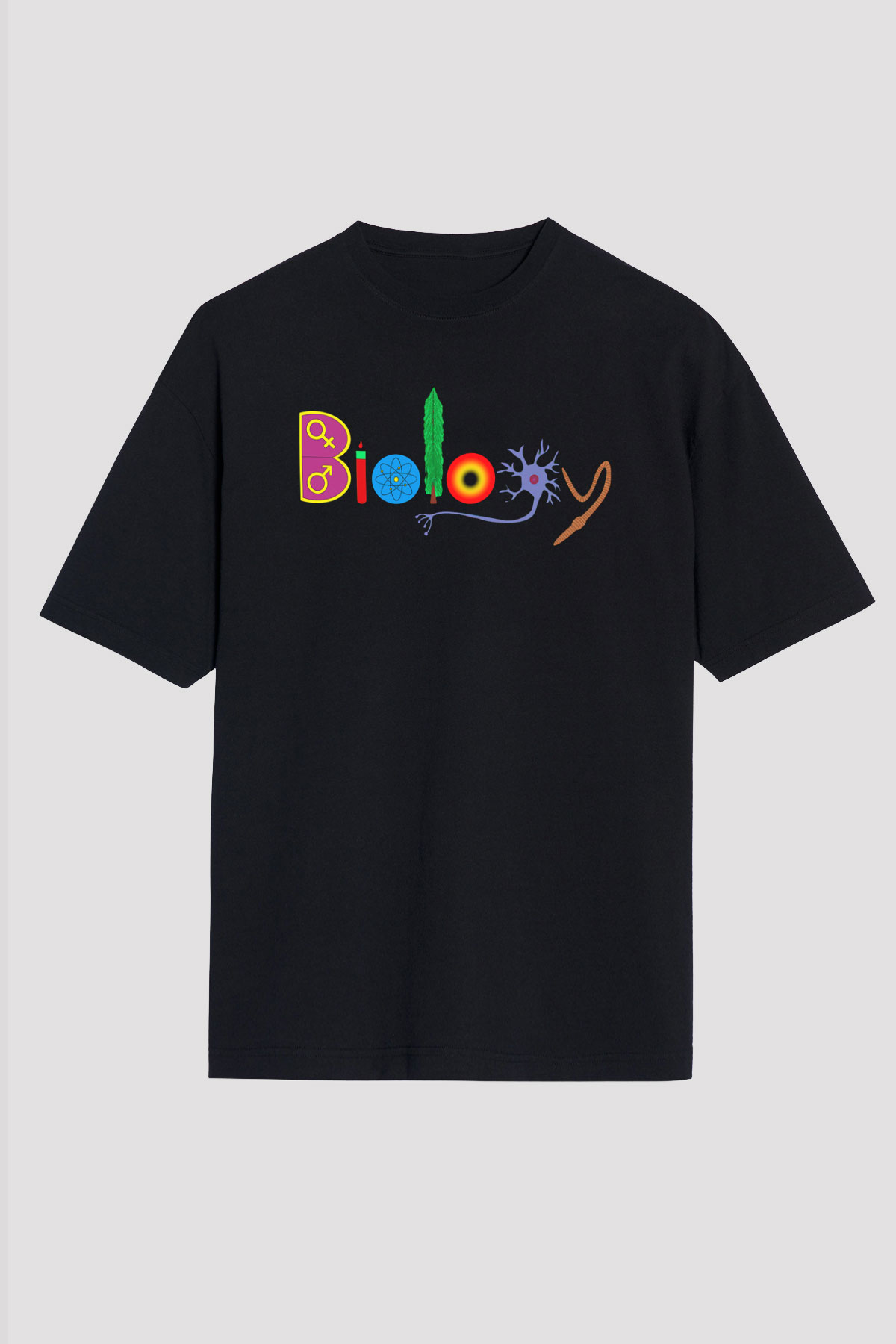 Biyolog Siyah Unisex Oversize Tişört T-Shirt