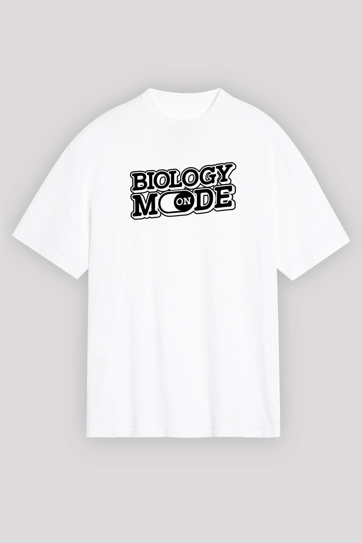 Biyoloji Baskılı Unisex Oversize Beyaz Tişört - Tshirt