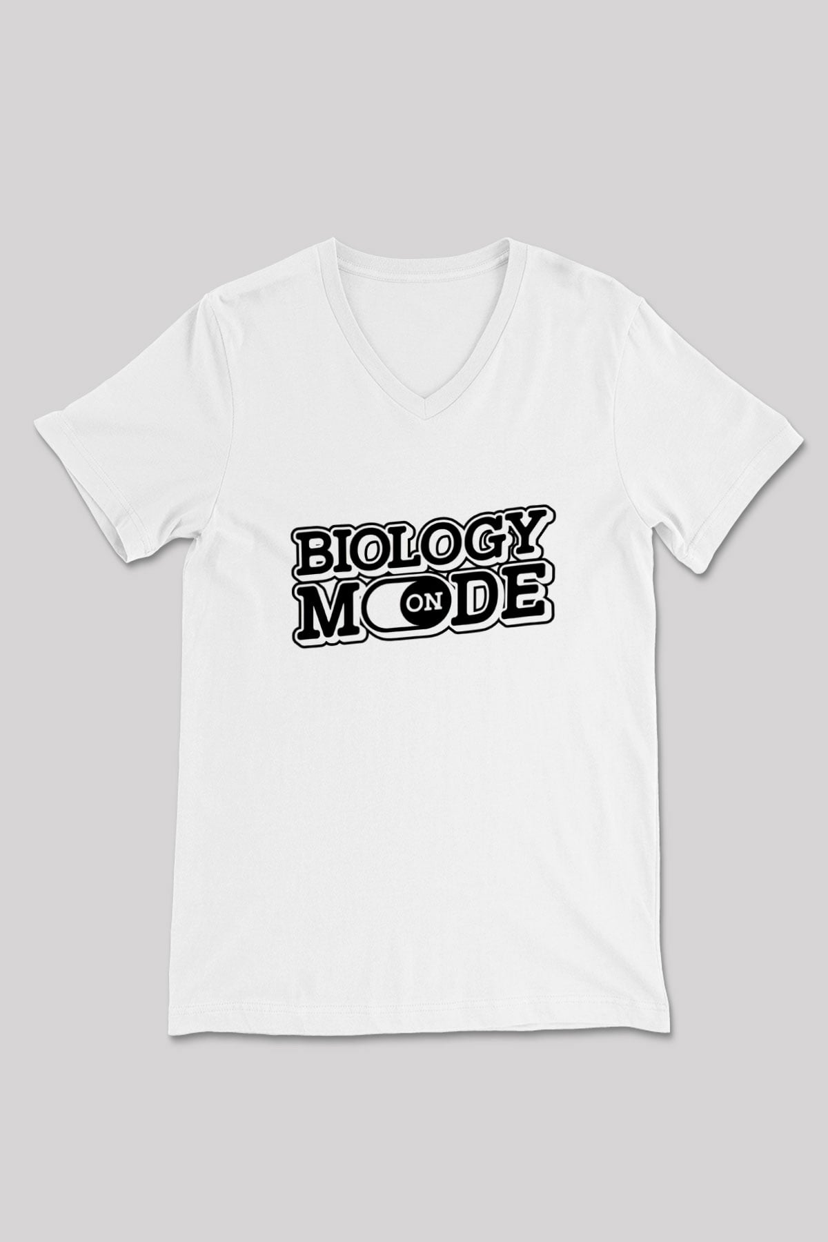 Biyoloji Baskılı Unisex V Yaka Beyaz Tişört - Tshirt